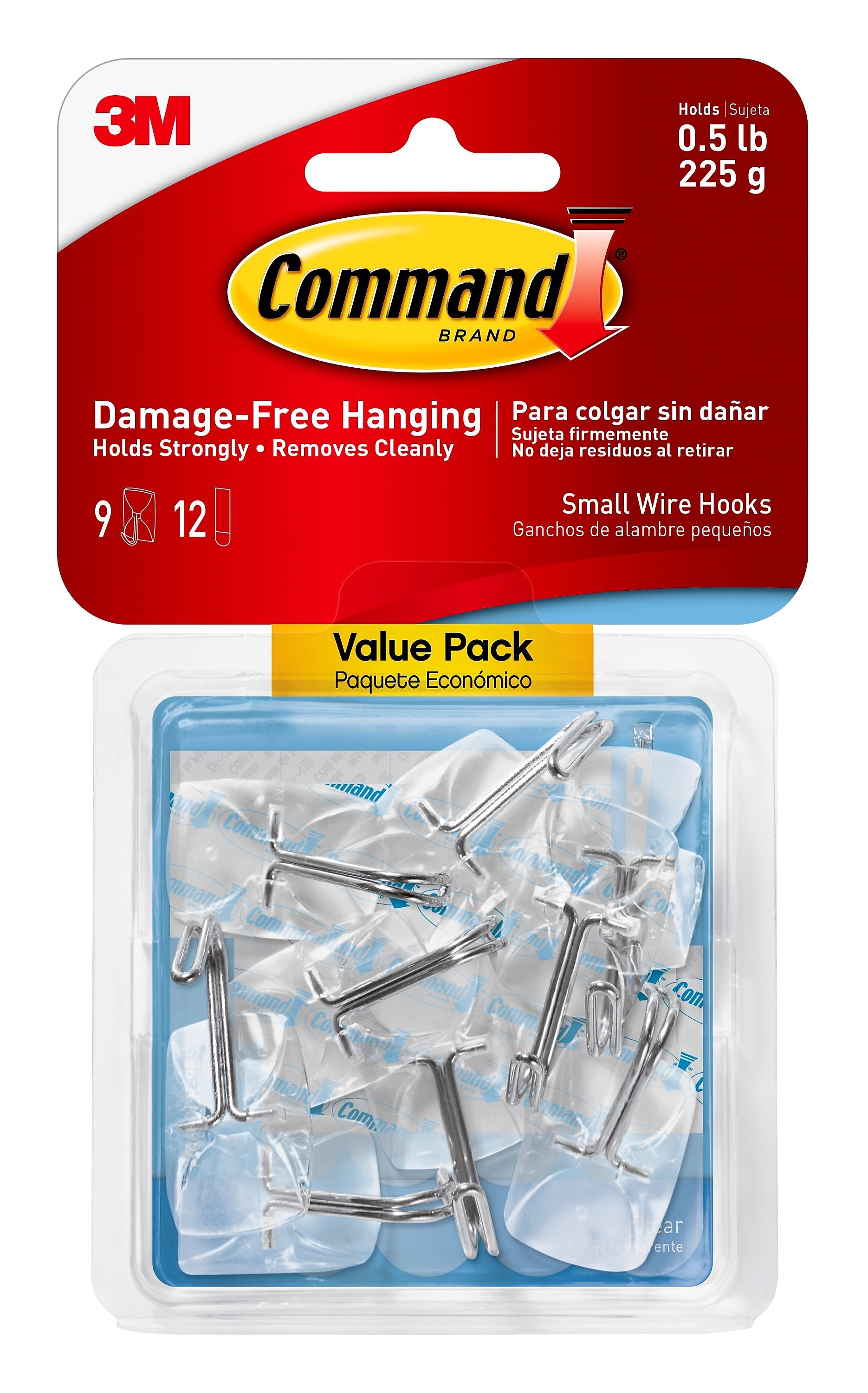 Command Small Wire Toggle Hooks, Damage Free Hanging of Dorm Room Decorations, 9 Command Hooks, 12 Command Strips
