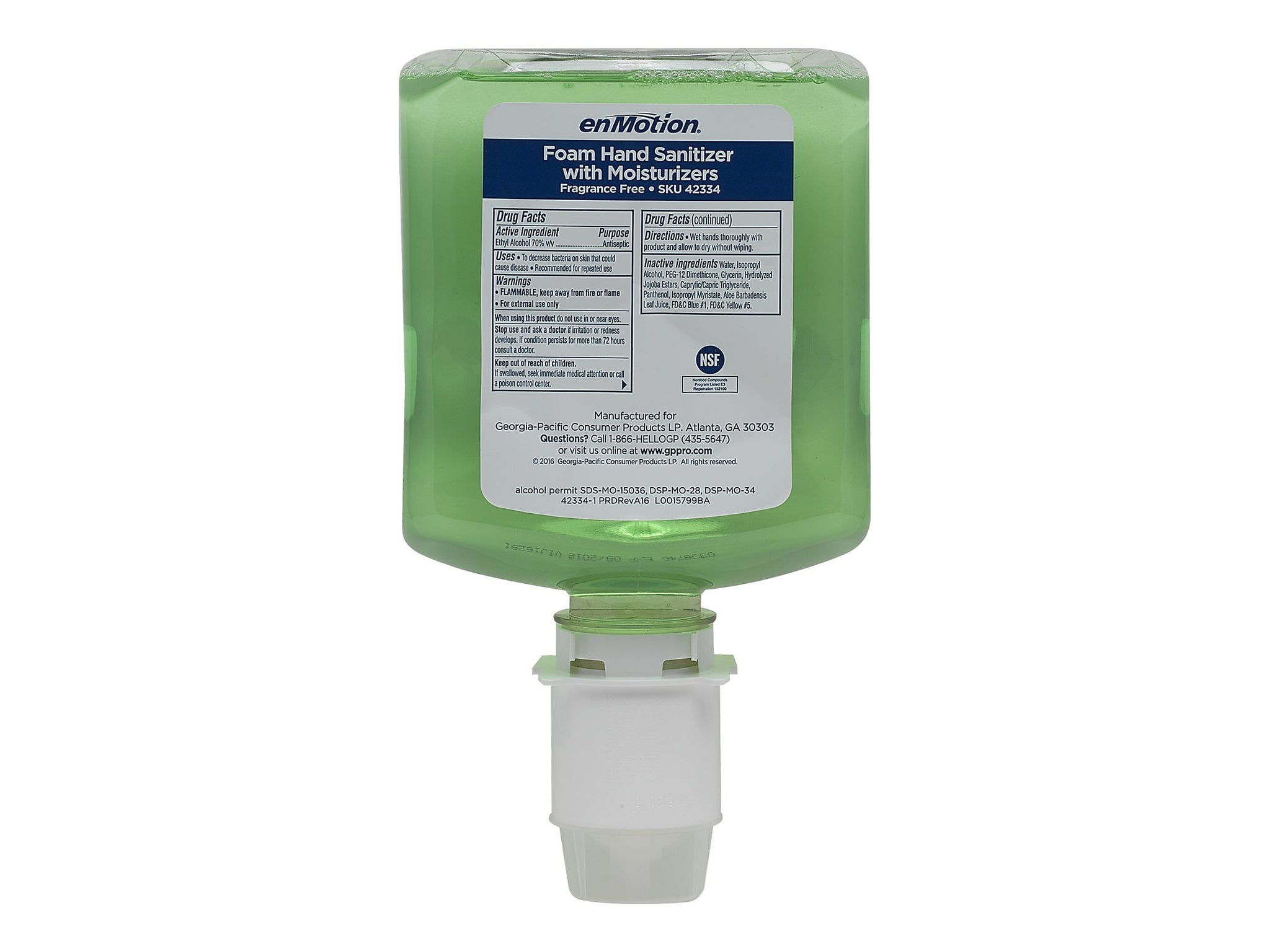 Commercial Dispensing enMotion Gen2 1000 mL. Foaming Hand Sanitizer Refill for enMotion Dispenser, 2/Carton