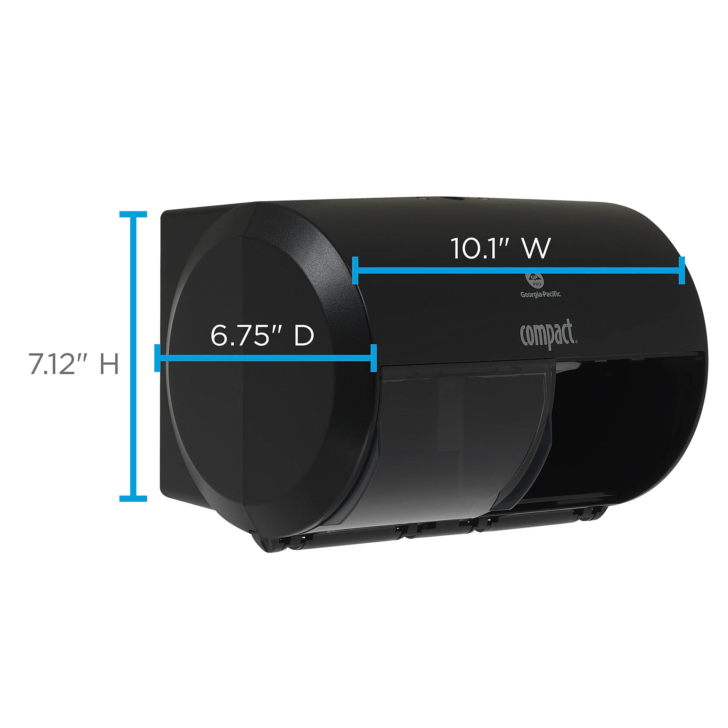 Compact 2-Roll Side-by-Side Coreless Toilet Paper Dispenser by GP PRO, Black