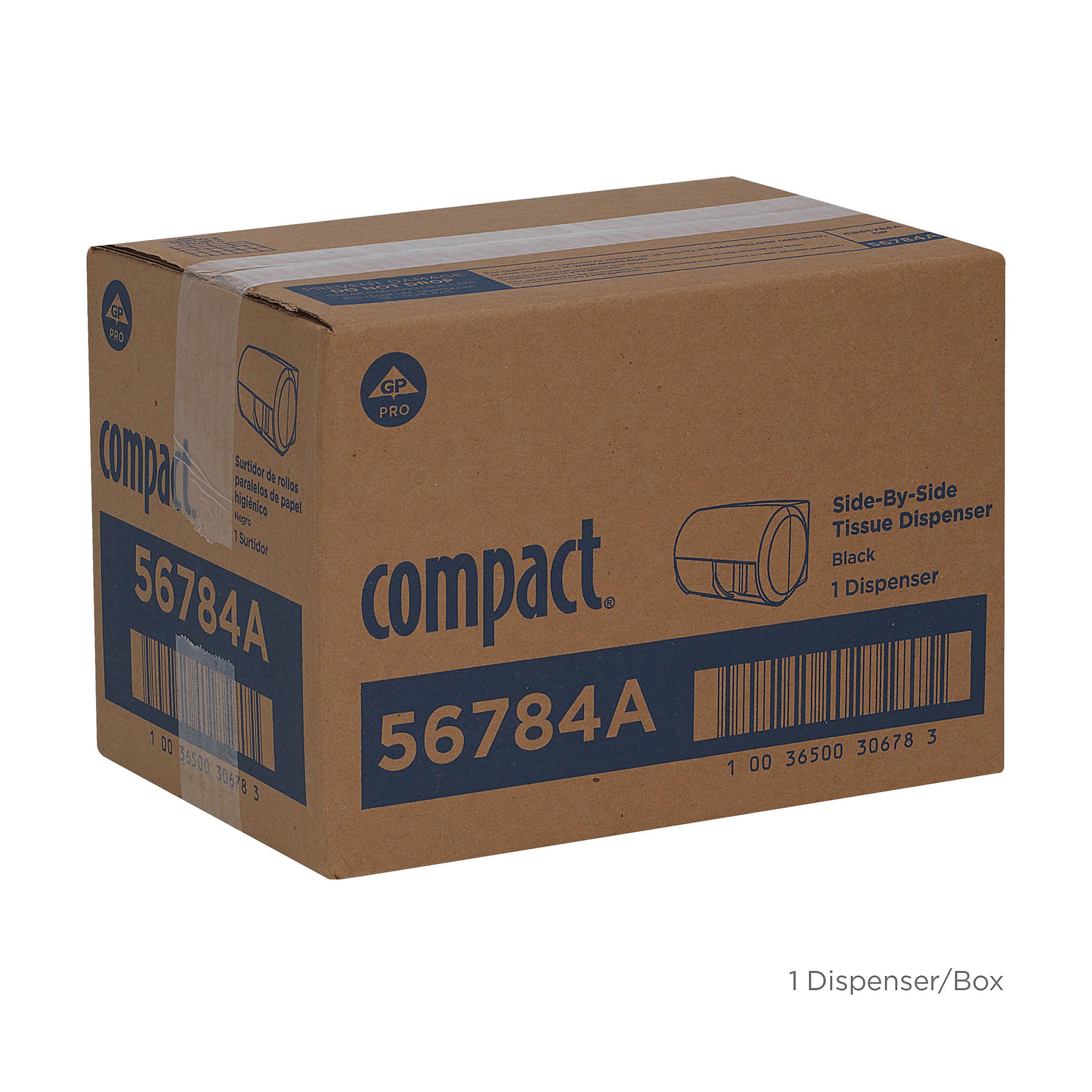 Compact 2-Roll Side-by-Side Coreless Toilet Paper Dispenser by GP PRO, Black