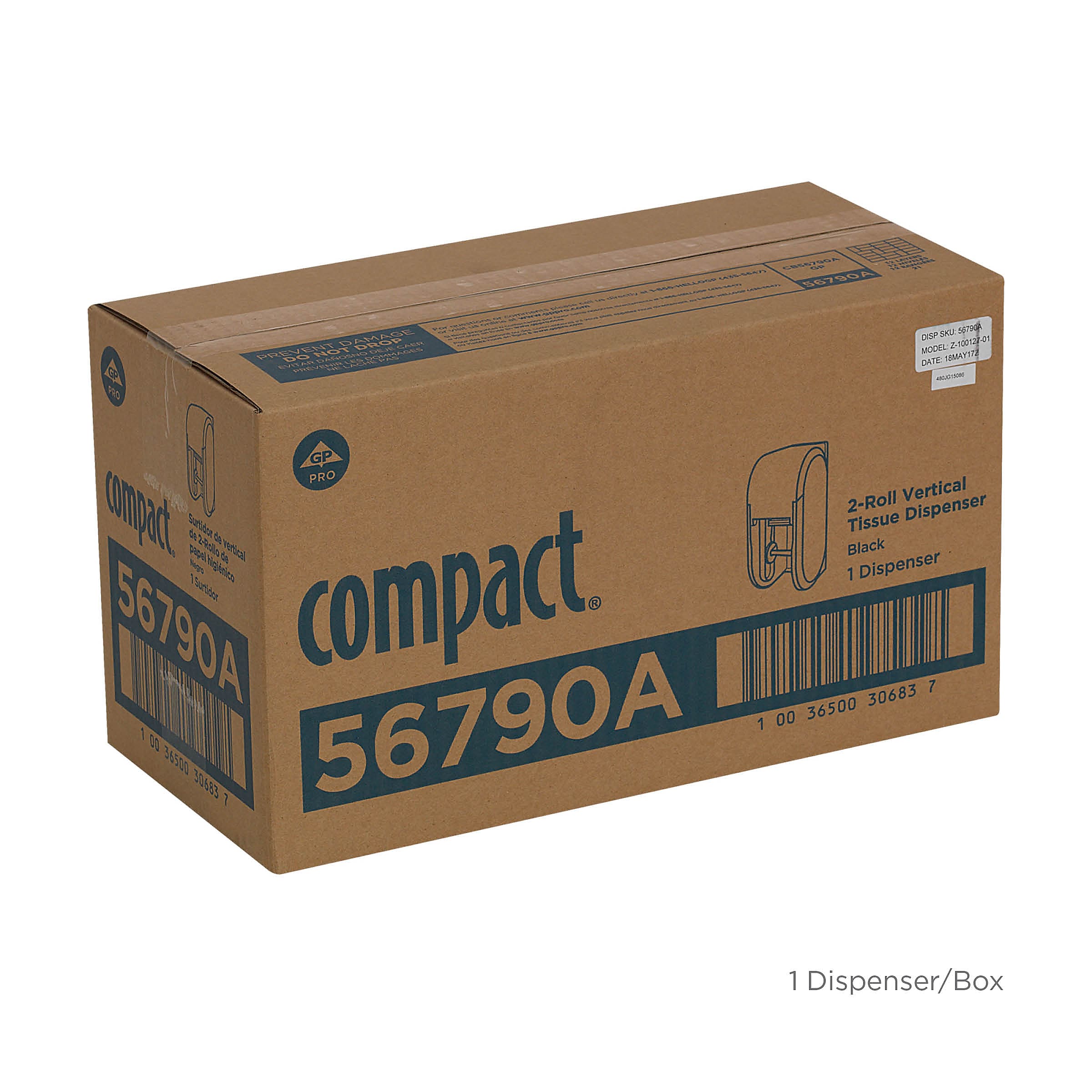 Compact® 2-Roll Vertical Coreless Toilet Paper Dispenser by GP PRO, Black