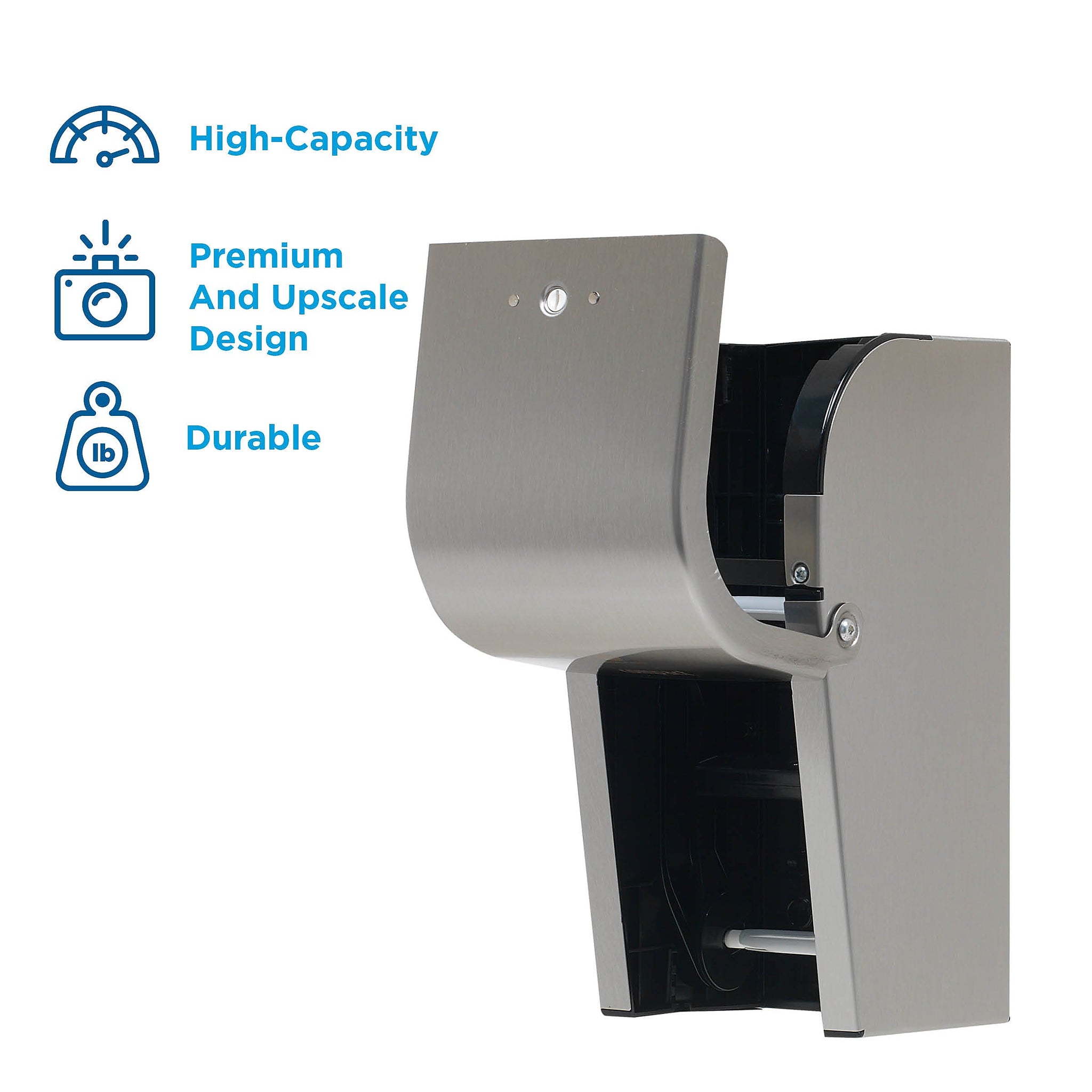 Compact 2-Roll Vertical Coreless Toilet Paper Dispenser by GP PRO, Stainless