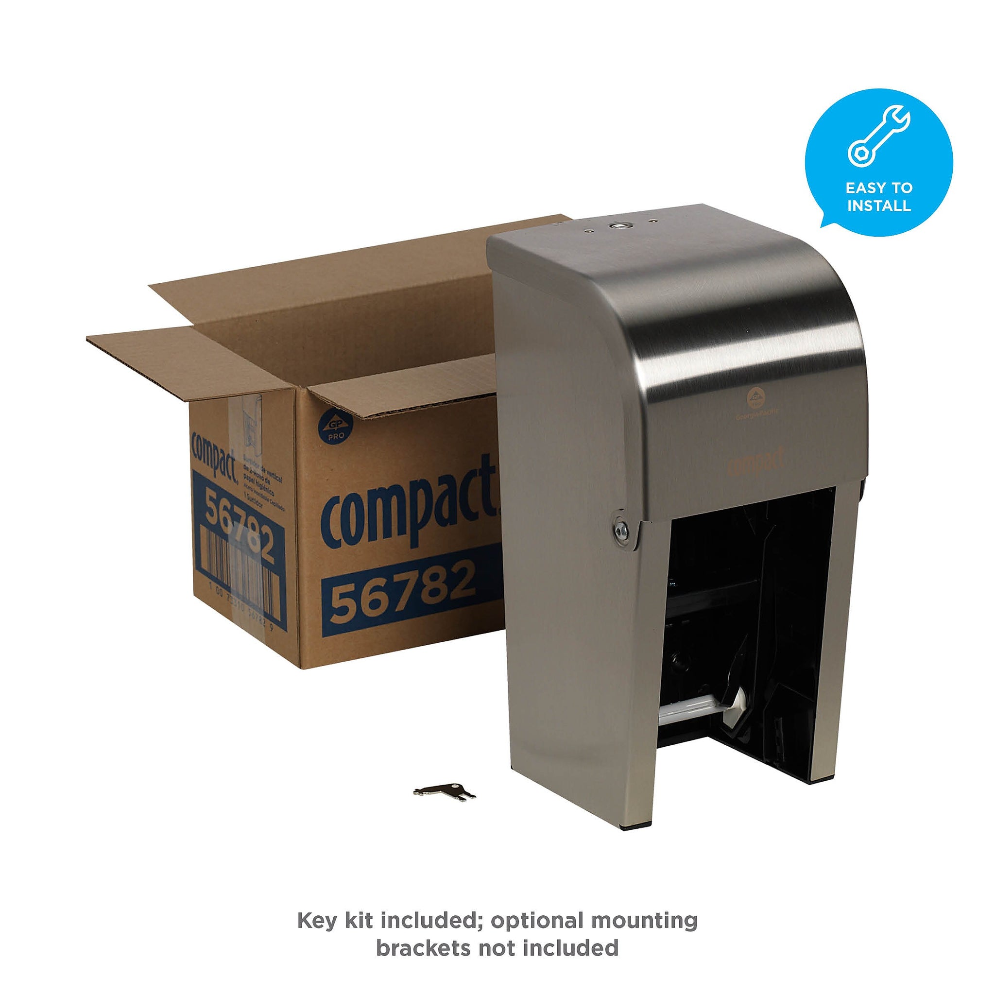 Compact 2-Roll Vertical Coreless Toilet Paper Dispenser by GP PRO, Stainless