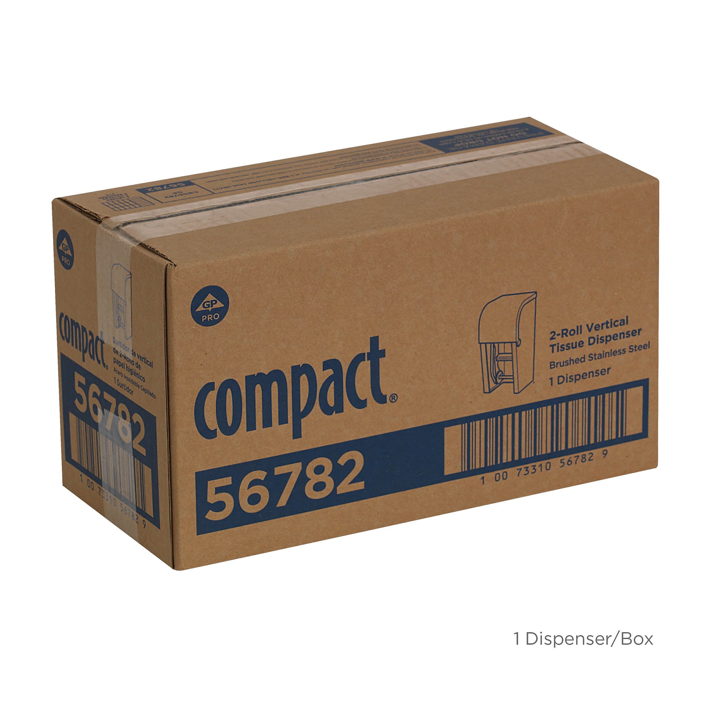 Compact 2-Roll Vertical Coreless Toilet Paper Dispenser by GP PRO, Stainless