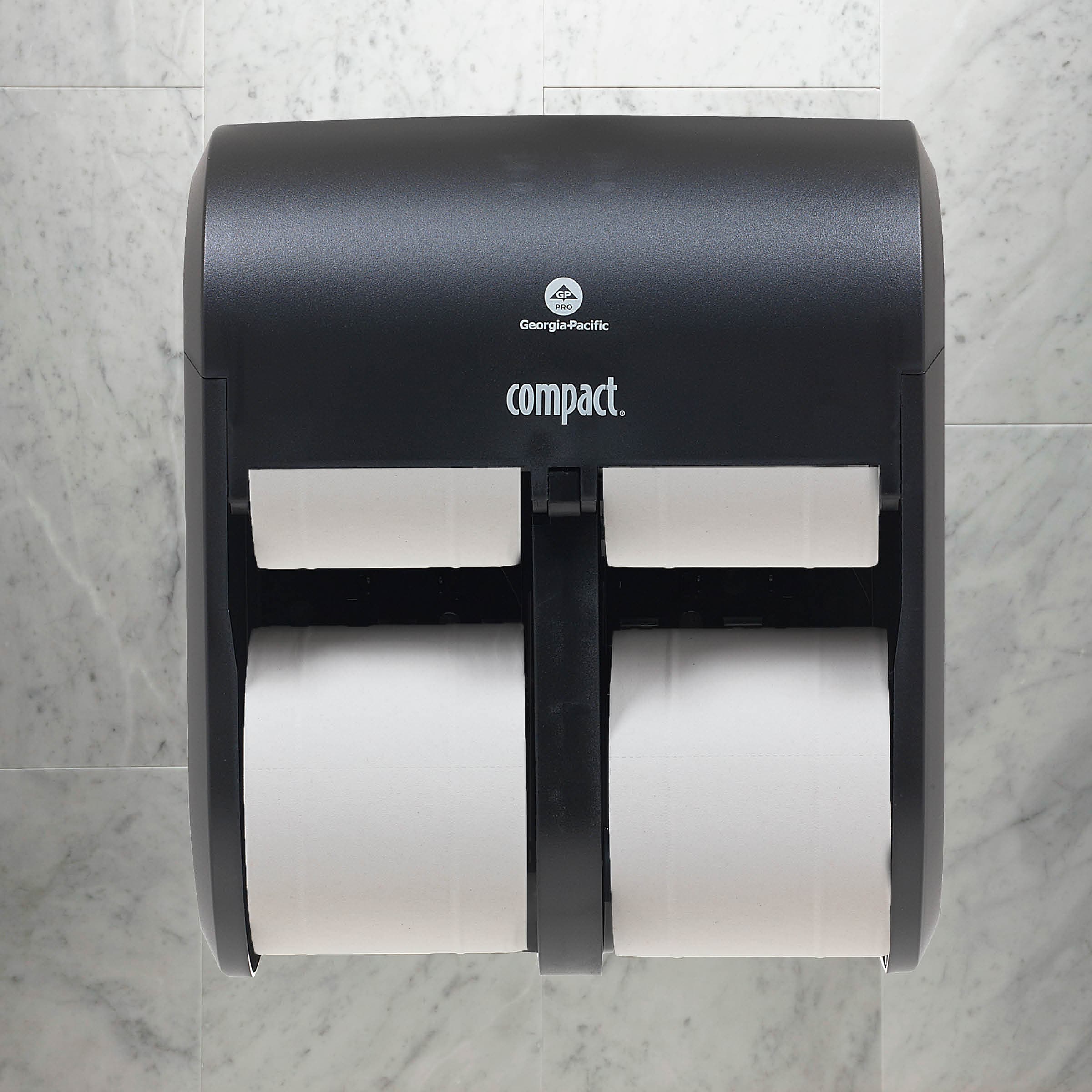 Compact® 4-Roll Quad Coreless Toilet Paper Dispenser by GP PRO, Black, 11.750