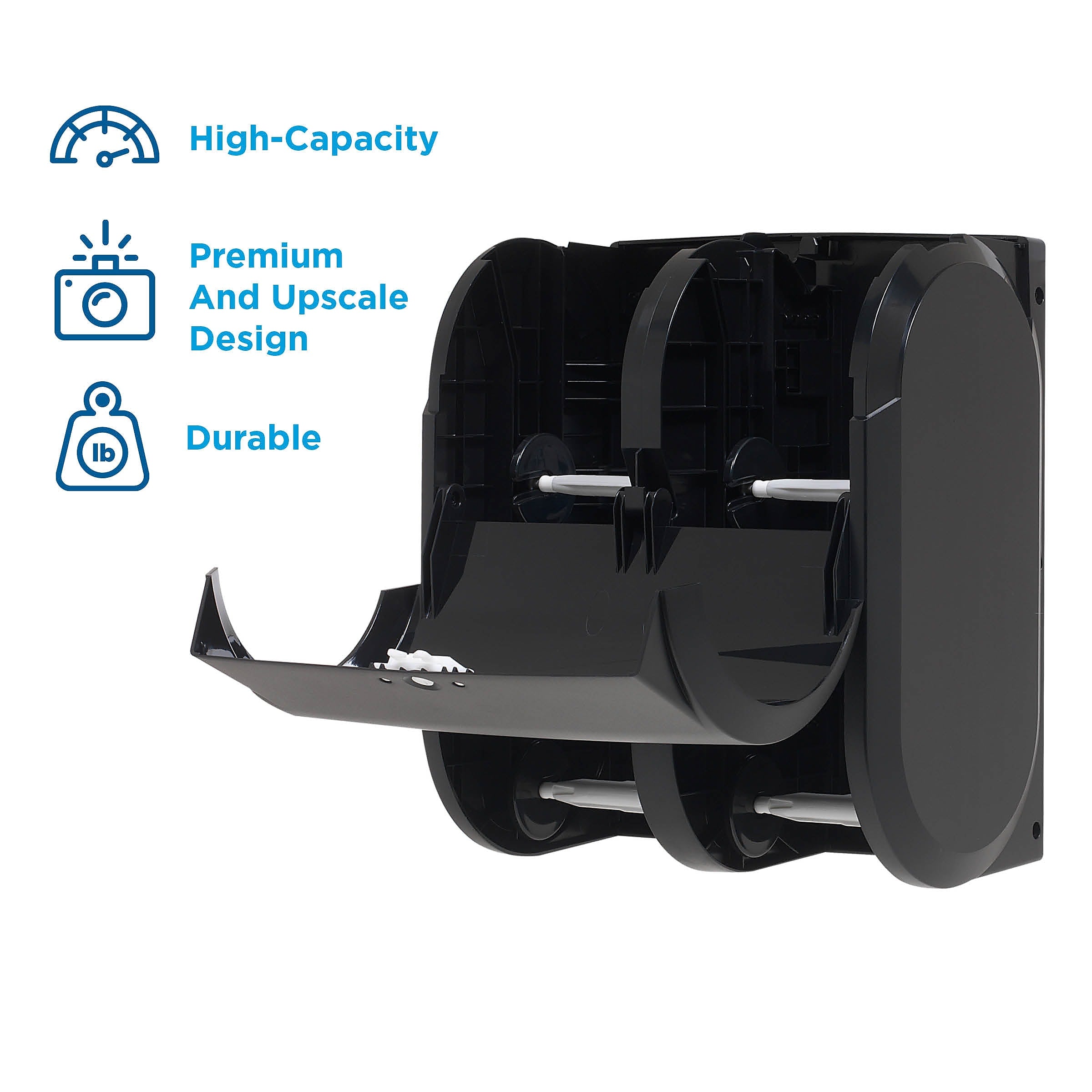Compact® 4-Roll Quad Coreless Toilet Paper Dispenser by GP PRO, Black, 11.750