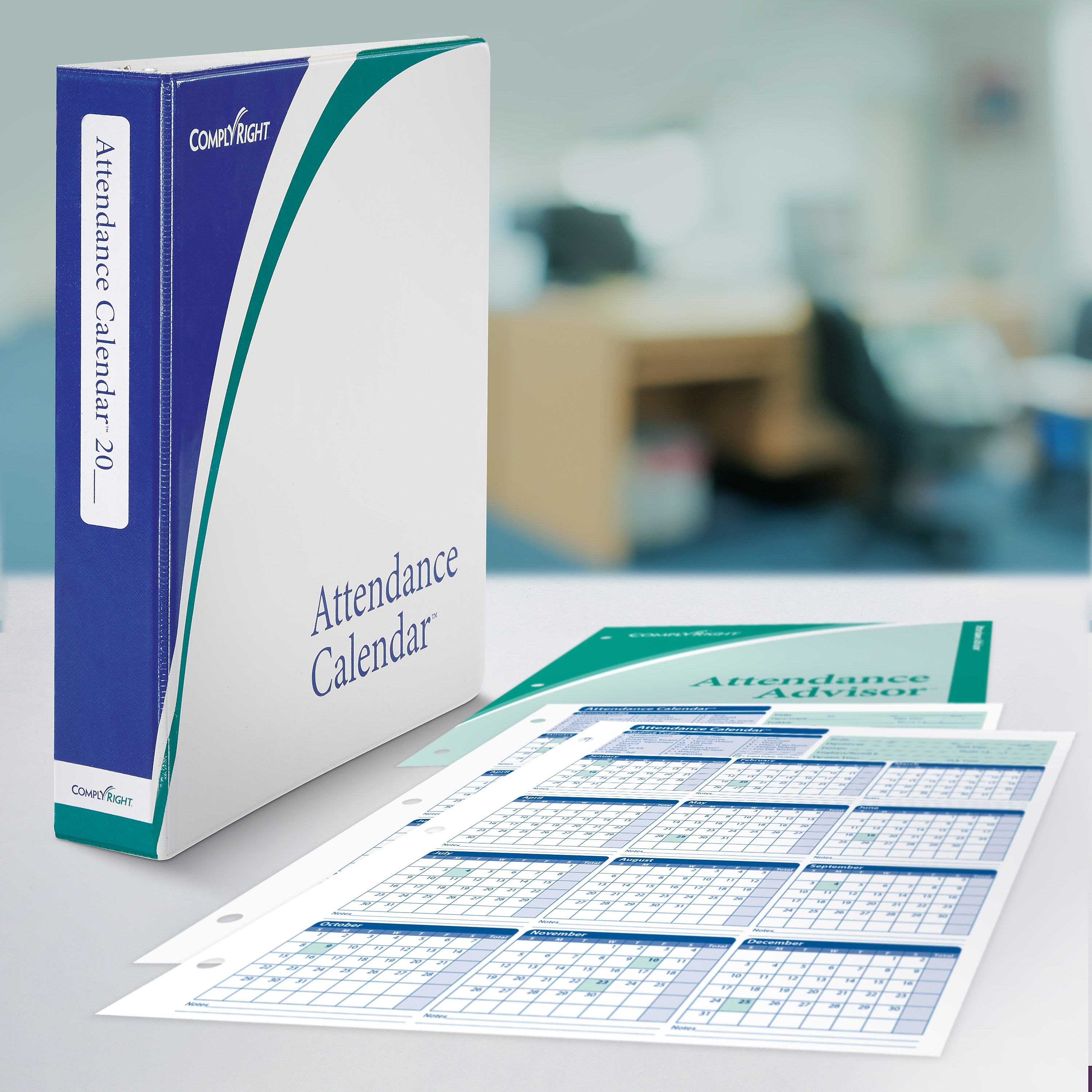 ComplyRight 2024 Attendance Calendar Kit, White, Pack of 200