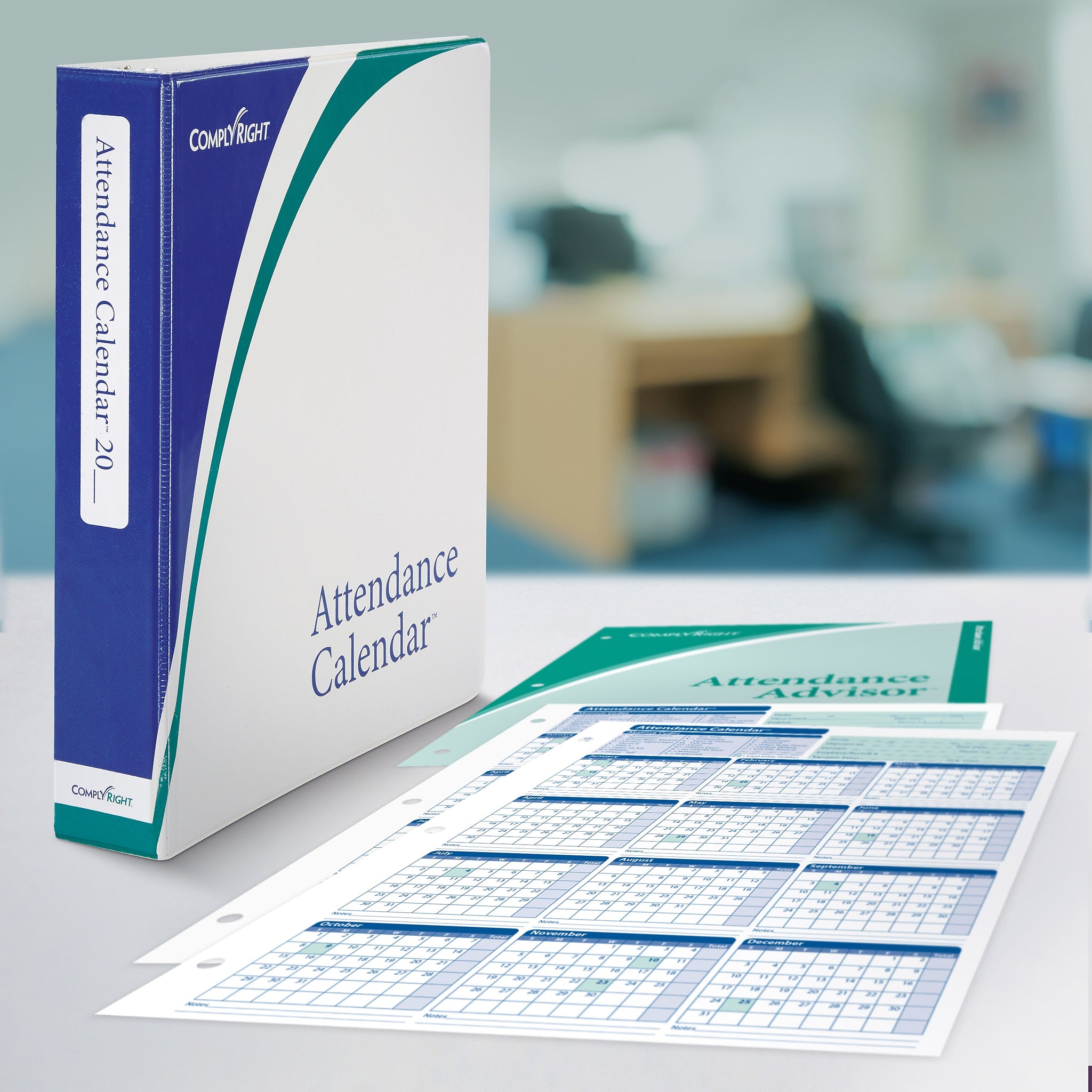 ComplyRight 2024 Attendance Calendar Kit, White, Pack of 200
