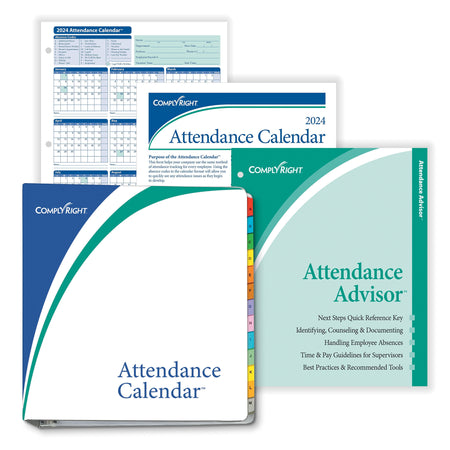 ComplyRight 2024 Attendance Calendar Kit, White, Pack of 25