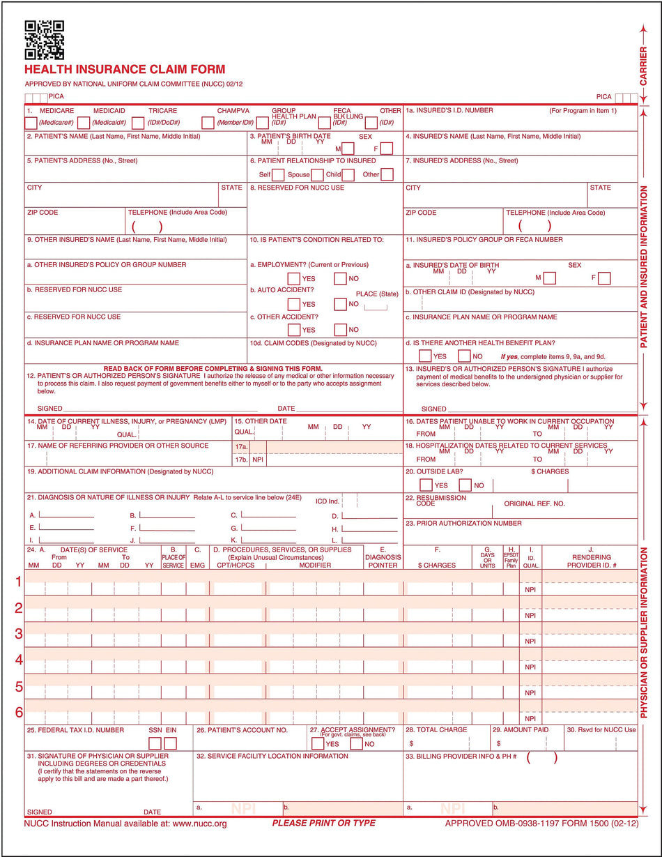 ComplyRight CMS-1500 Health Insurance Claim Form, 250/Box