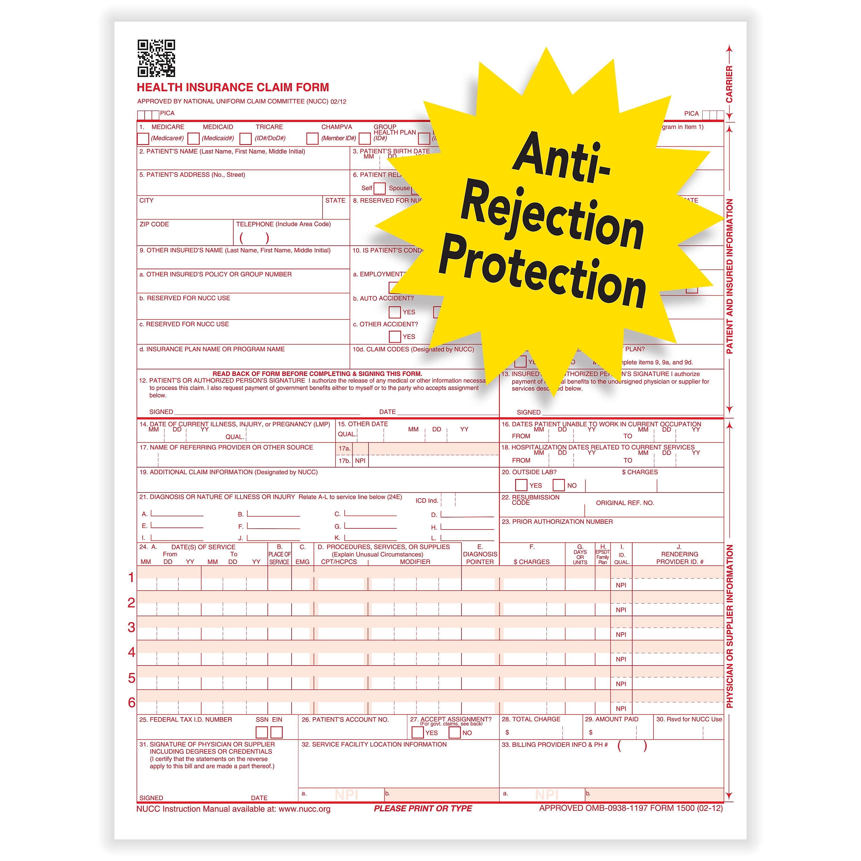 ComplyRight CMS-1500 Health Insurance Claim Forms , 8-1/2
