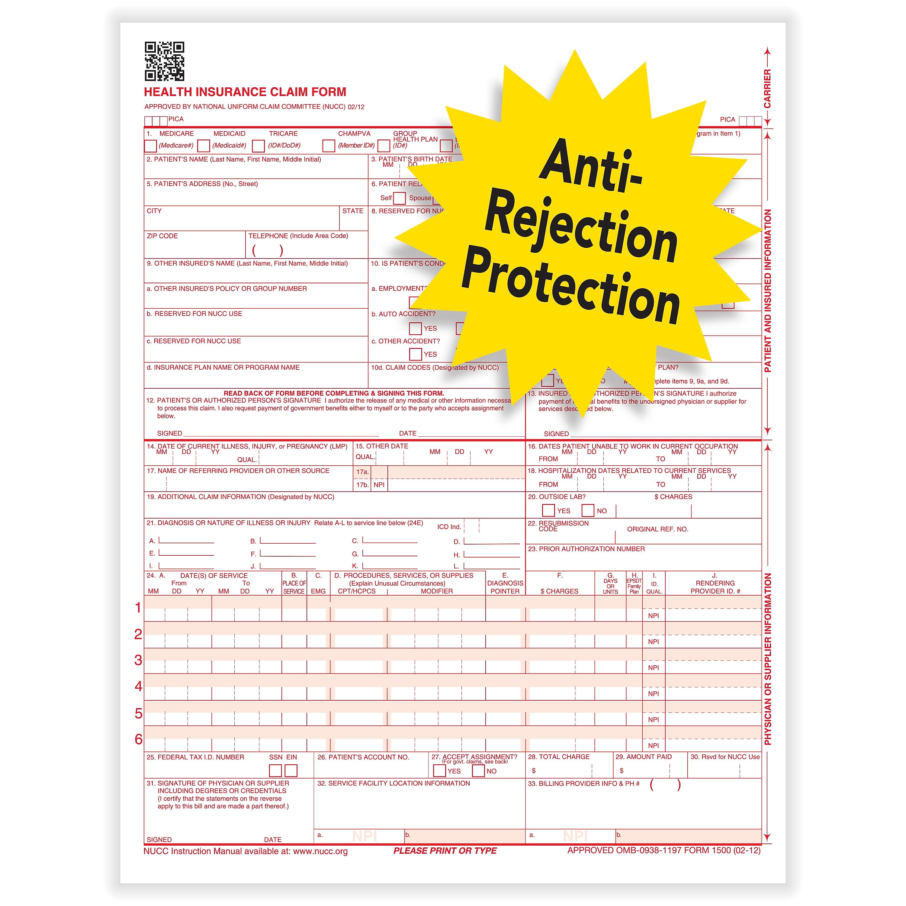 ComplyRight CMS-1500 Health Insurance Claim Forms , 8-1/2