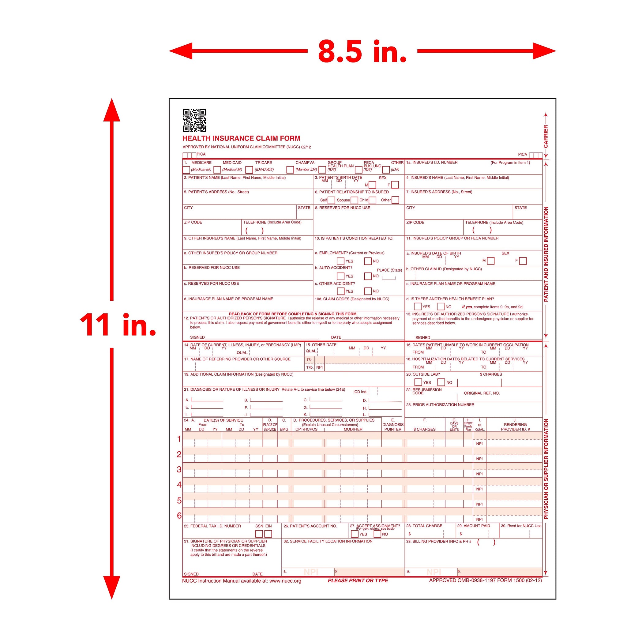 ComplyRight CMS-1500 Health Insurance Claim Forms , 8-1/2