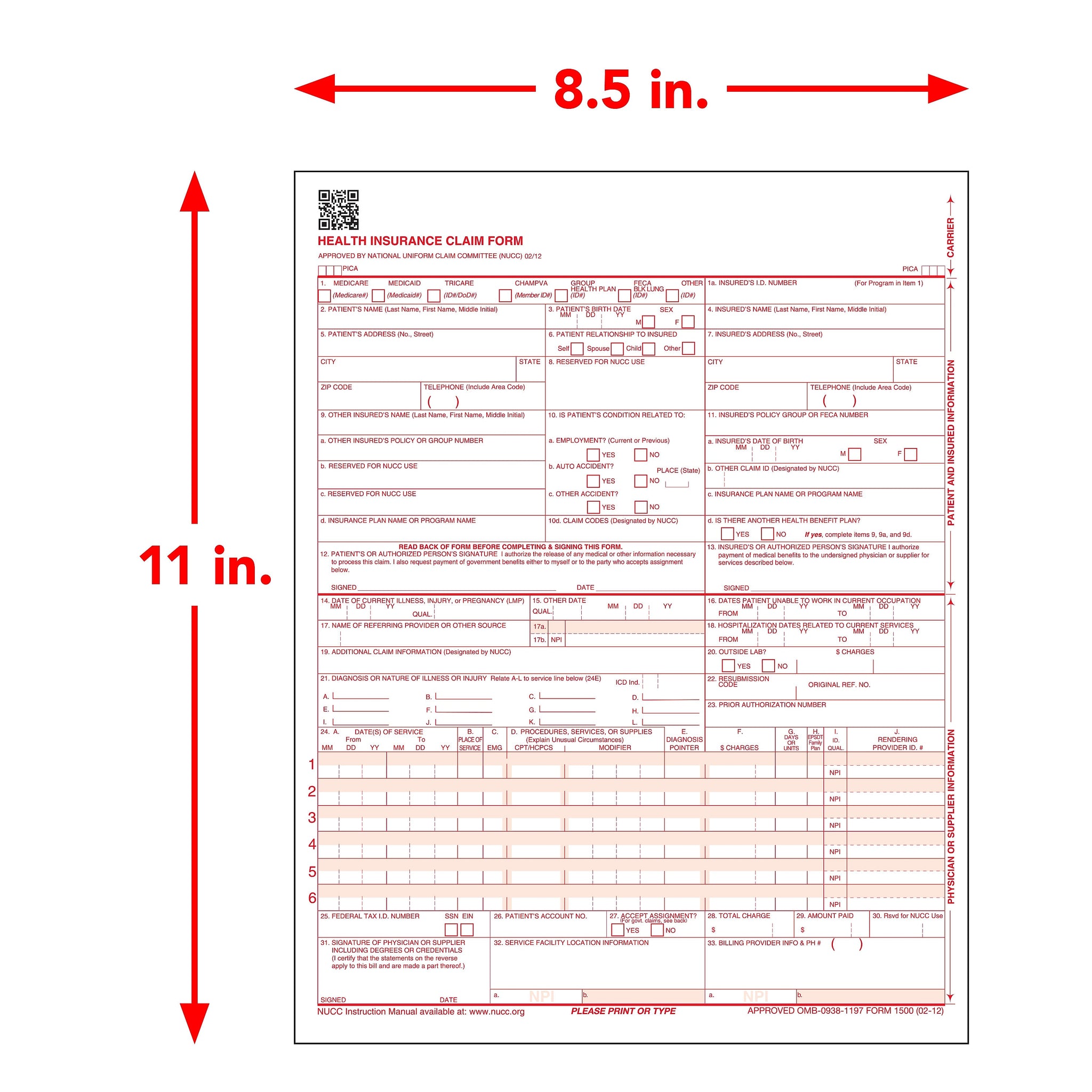 ComplyRight CMS-1500 Health Insurance Claim Forms , 8-1/2