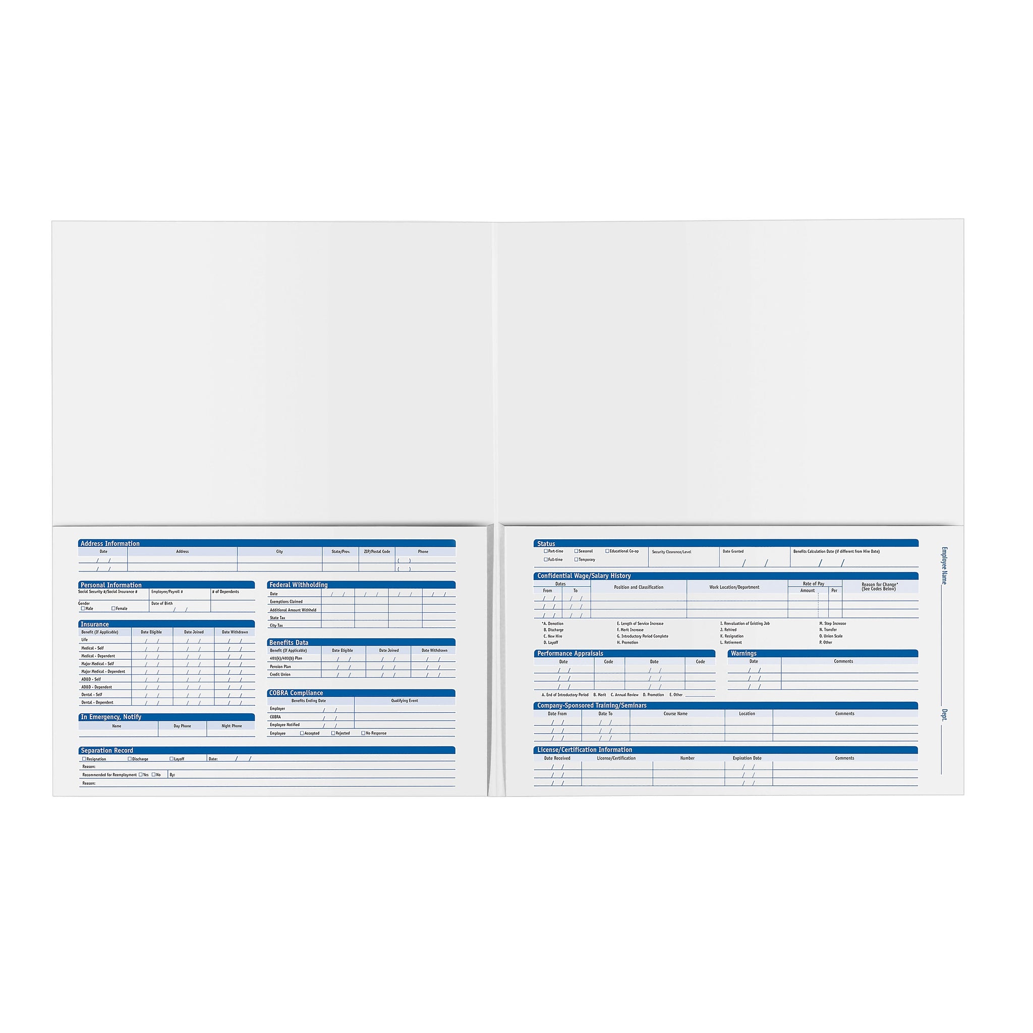 ComplyRight Concealed Cover Confidential Employee Record Folder, Pack of 25