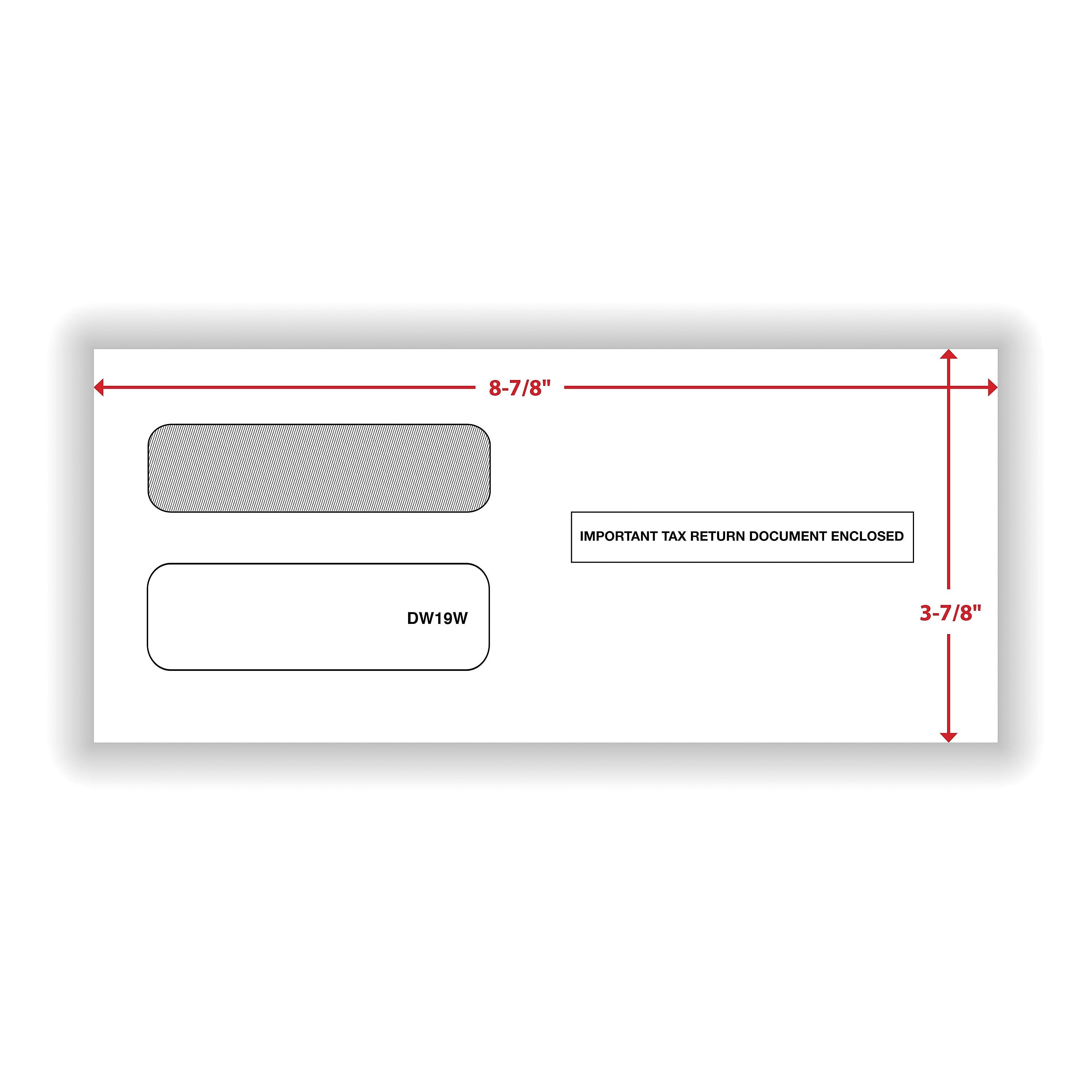 ComplyRight Moistenable Glue Security Tinted Double-Window Tax Envelopes, 3 7/8" x 8 3/8", 50/Pack