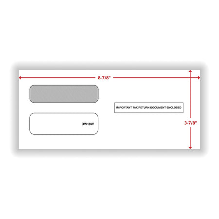 ComplyRight Moistenable Glue Security Tinted Double-Window Tax Envelopes, 3 7/8" x 8 3/8", 50/Pack