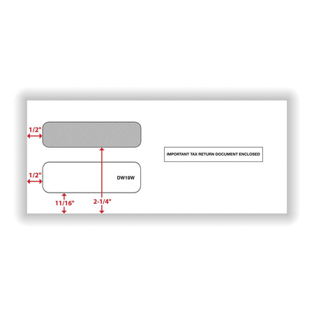 ComplyRight Moistenable Glue Security Tinted Double-Window Tax Envelopes, 3 7/8" x 8 3/8", 50/Pack