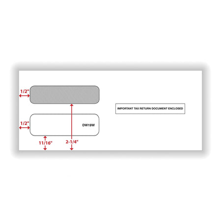 ComplyRight Moistenable Glue Security Tinted Double-Window Tax Envelopes, 3 7/8" x 8 3/8", 50/Pack