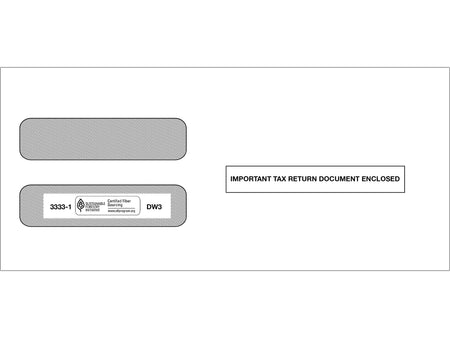 ComplyRight Moistenable Glue Security Tinted Double-Window Tax Envelopes, 3 7/8" x 8.5", 50/Pack