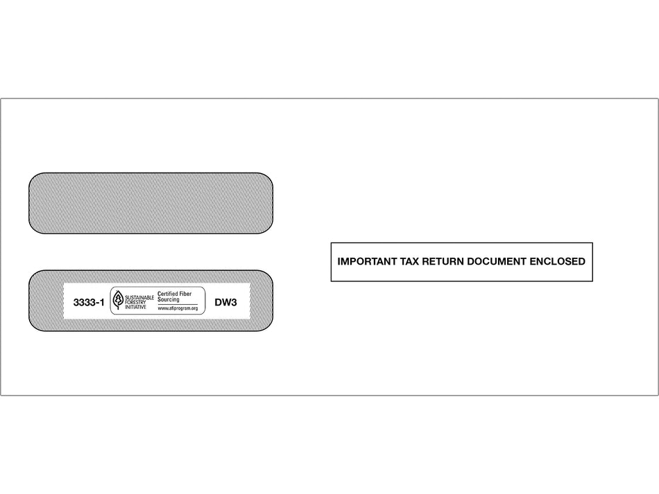 ComplyRight Moistenable Glue Security Tinted Double-Window Tax Envelopes, 3 7/8" x 8.5", 50/Pack