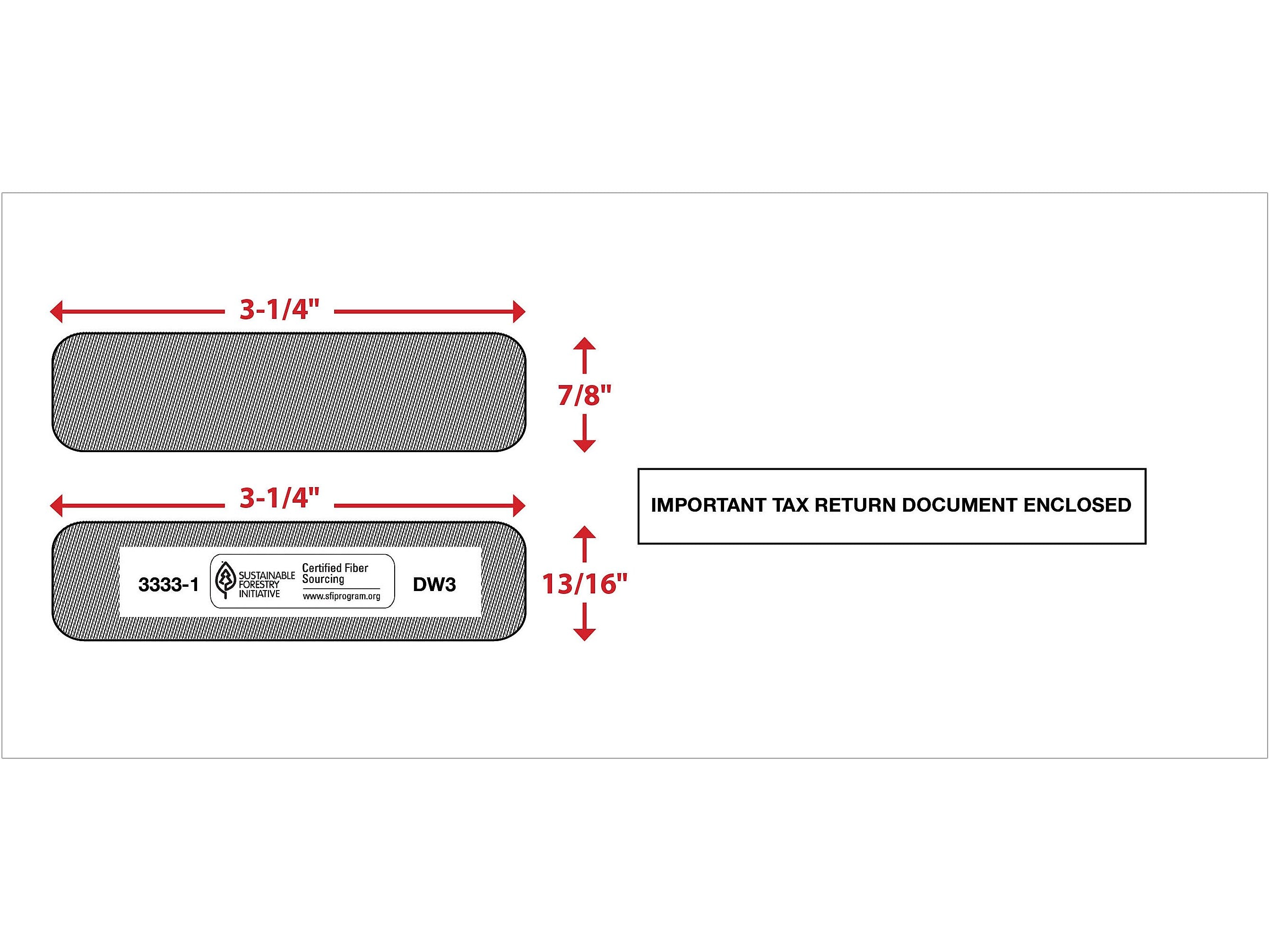 ComplyRight Moistenable Glue Security Tinted Double-Window Tax Envelopes, 3 7/8" x 8.5", 50/Pack