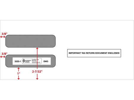 ComplyRight Moistenable Glue Security Tinted Double-Window Tax Envelopes, 3 7/8" x 8.5", 50/Pack