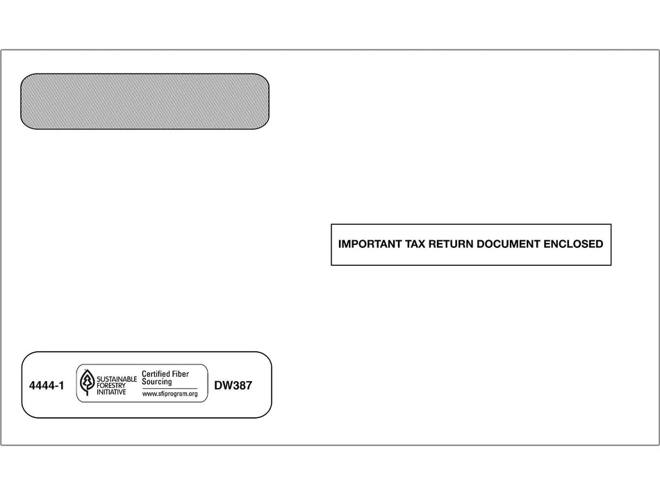 ComplyRight Moistenable Glue Security Tinted Double-Window Tax Envelopes, 5 5/8" x 9", 50/Pack