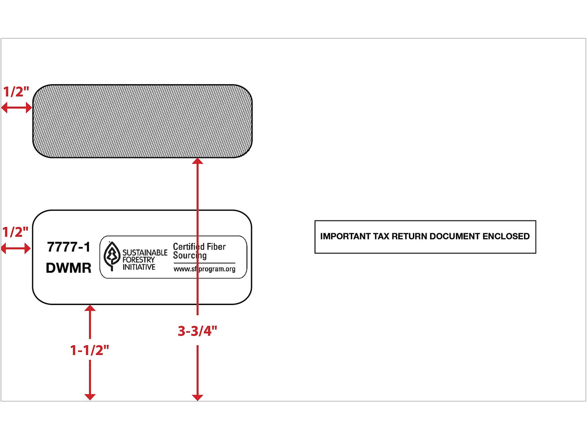 ComplyRight Moistenable Glue Security Tinted Double Window Tax Envelopes, 5 5/8" x 9", 50/Pack