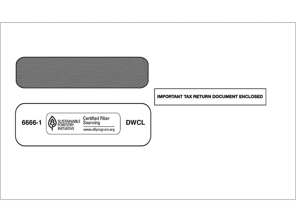 ComplyRight Moistenable Glue Security Tinted Double-Window Tax Envelopes, 5 5/8" x 9.25", 50/Pack