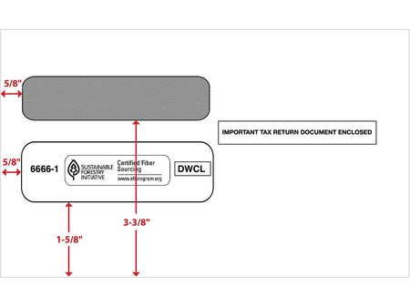 ComplyRight Moistenable Glue Security Tinted Double-Window Tax Envelopes, 5 5/8" x 9.25", 50/Pack