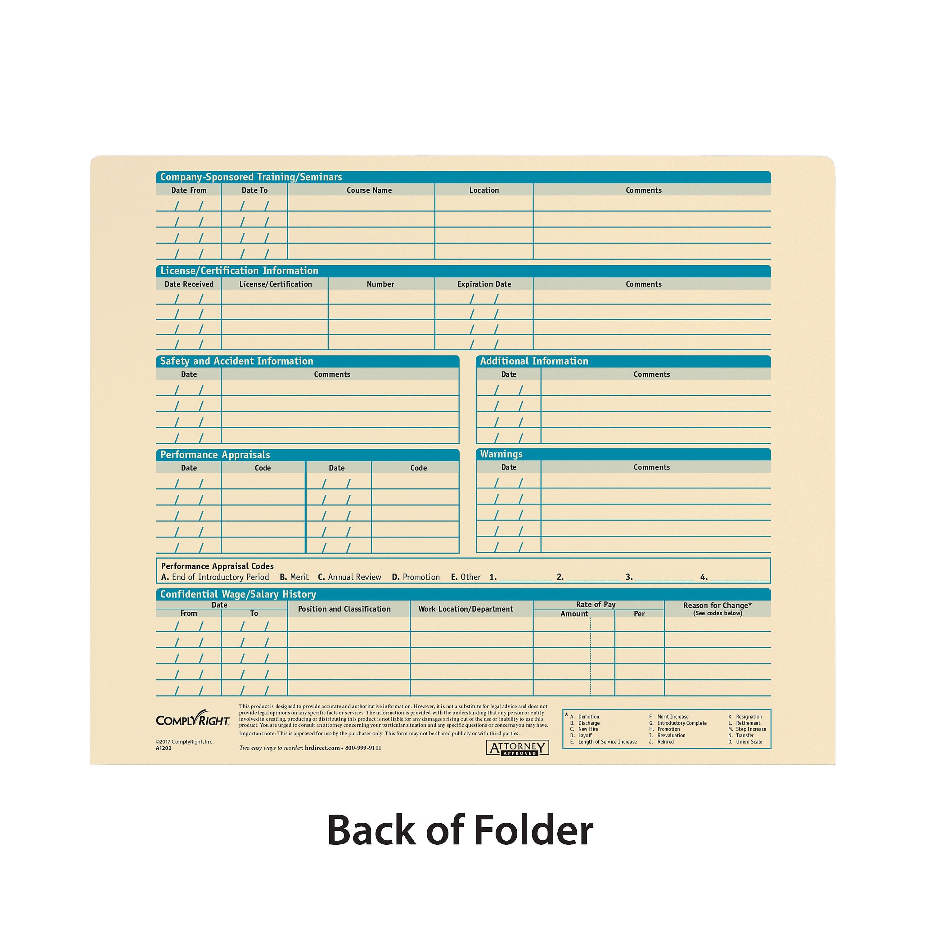 ComplyRight™ Personnel Pocket File Folder, Pack of 25