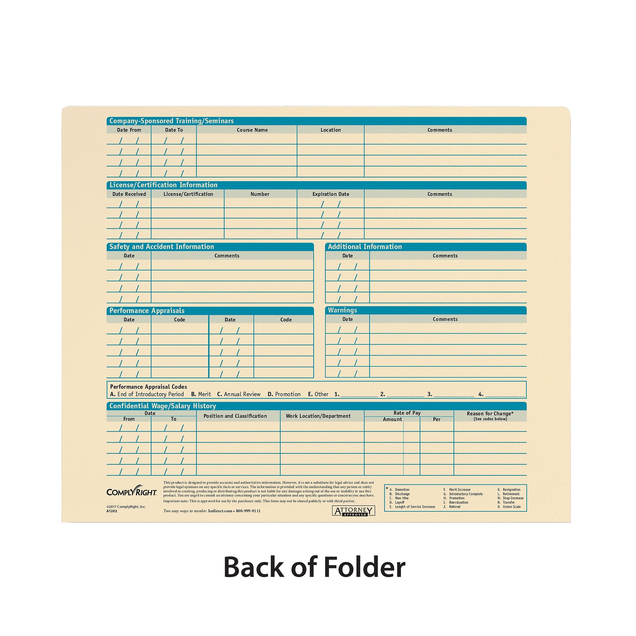 ComplyRight™ Personnel Pocket File Folder, Pack of 25