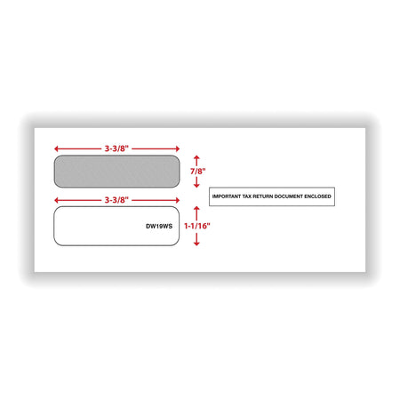 ComplyRight Self Seal Security Tinted Double-Window Tax Envelopes, 3 7/8" x 8 3/8", 50/Pack