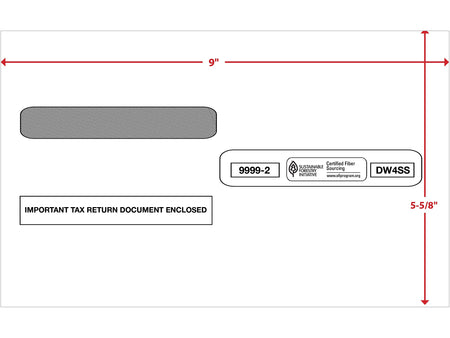 ComplyRight Self Seal Security Tinted Double-Window Tax Envelopes, 5 5/8" x 9", 50/Pack