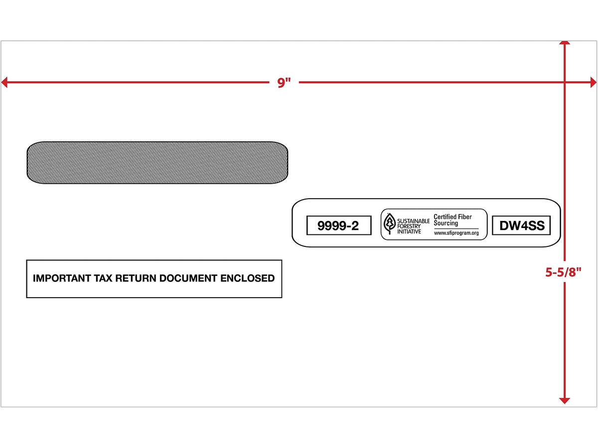 ComplyRight Self Seal Security Tinted Double-Window Tax Envelopes, 5 5/8" x 9", 50/Pack