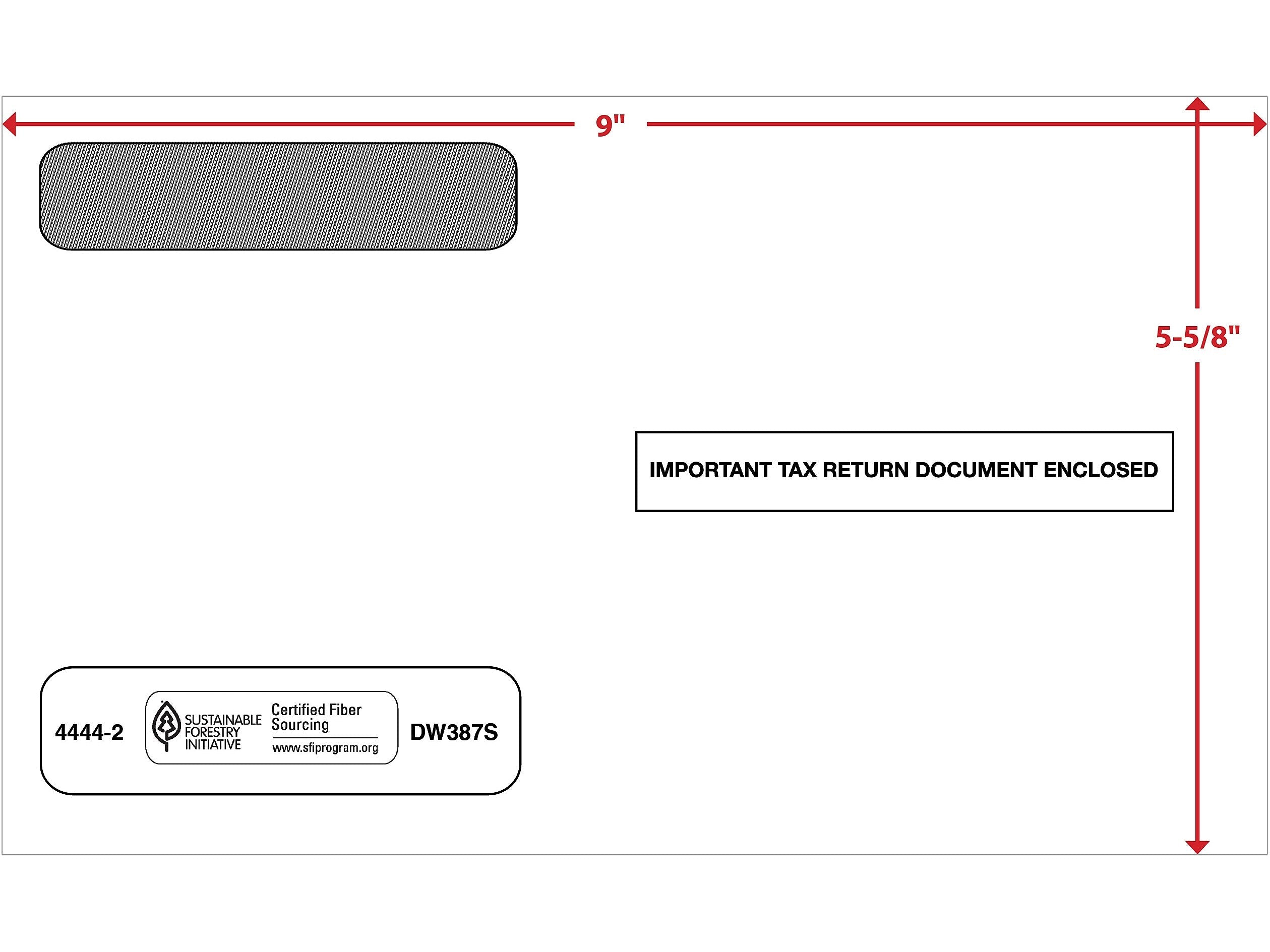ComplyRight Self Seal Security Tinted Double-Window Tax Envelopes, 5 5/8