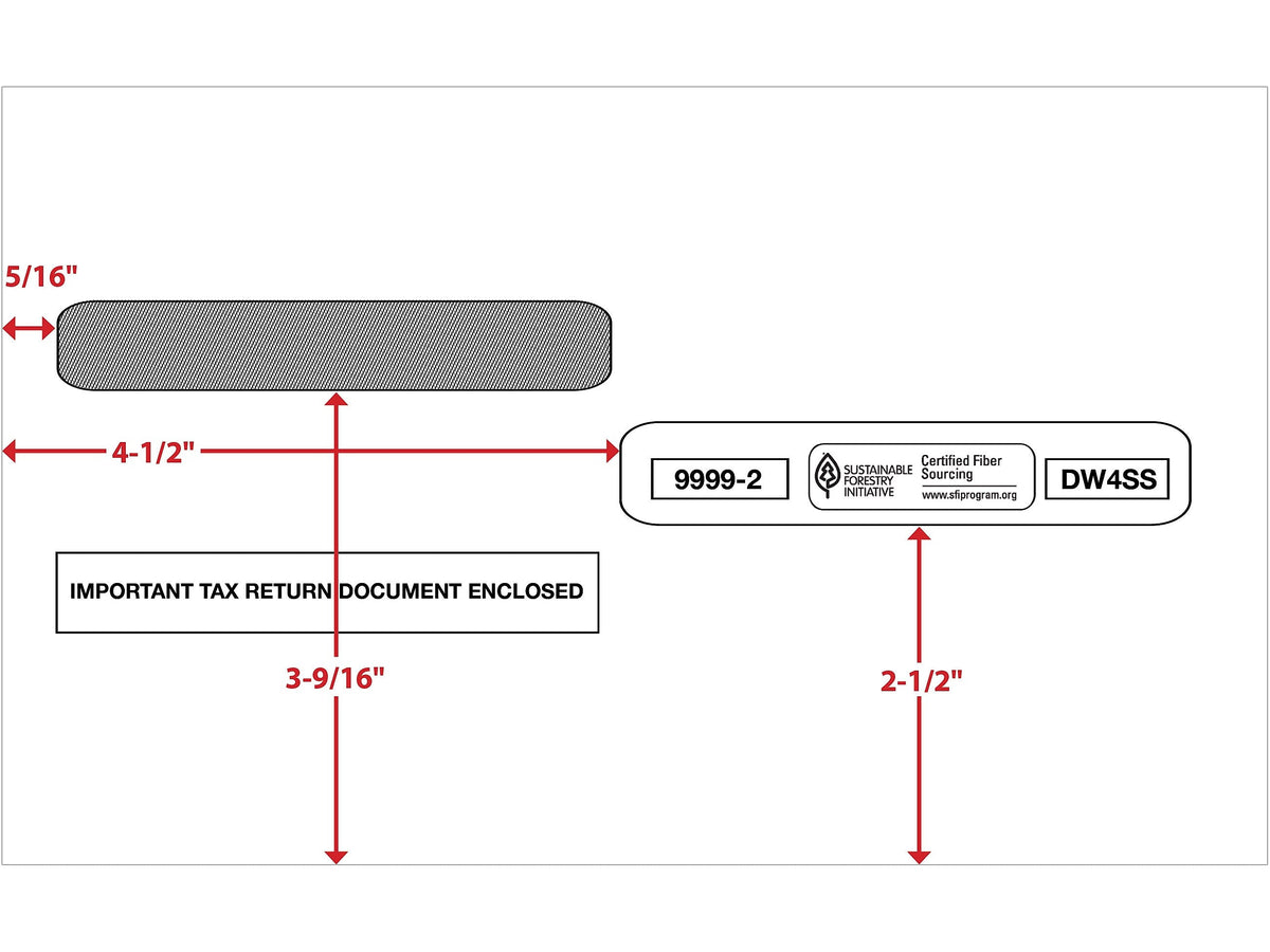 ComplyRight Self Seal Security Tinted Double-Window Tax Envelopes, 5 5/8" x 9", 50/Pack