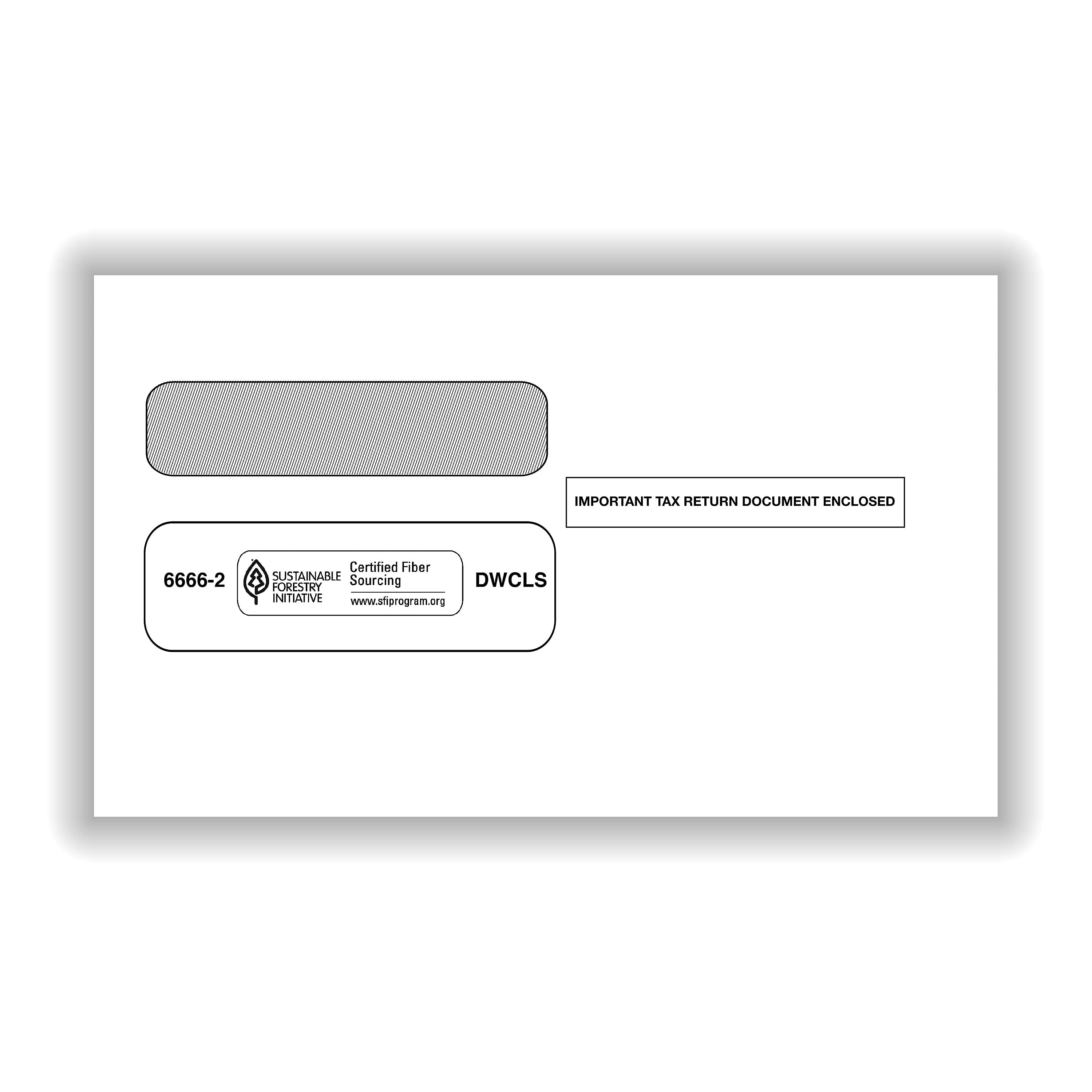 ComplyRight Self Seal Security Tinted Double-Window Tax Envelopes, 5 5/8" x 9.25", 100/Pack