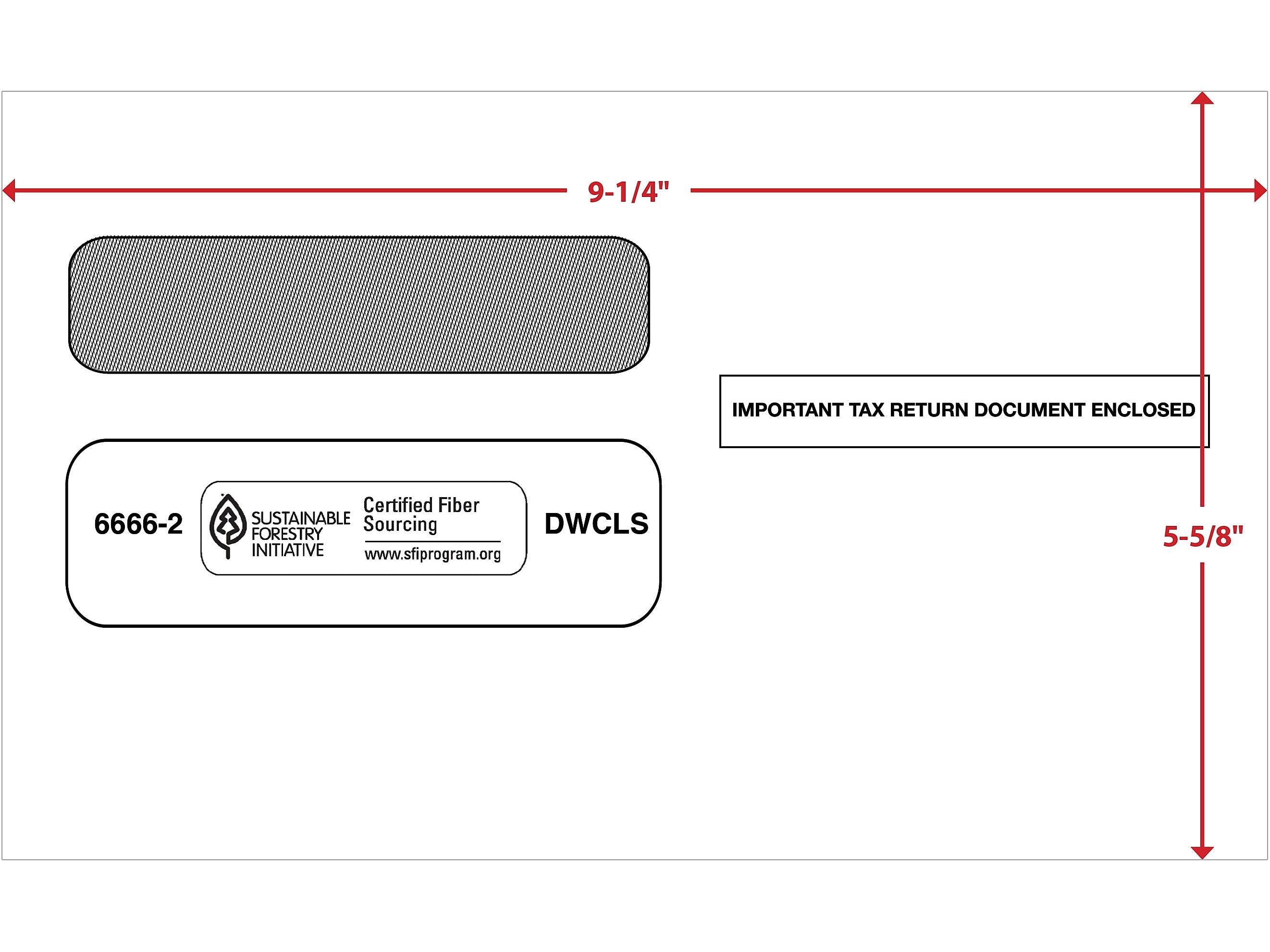 ComplyRight Self Seal Security Tinted Double-Window Tax Envelopes, 5 5/8" x 9.25", 25/Pack