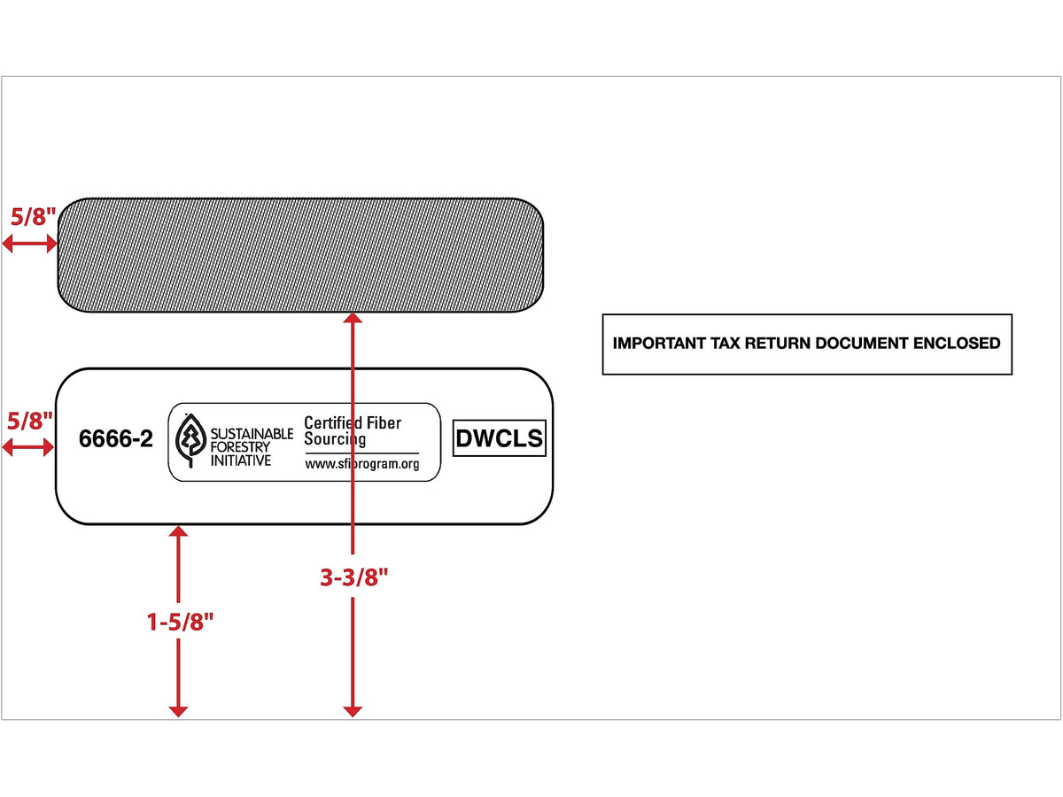 ComplyRight Self Seal Security Tinted Double-Window Tax Envelopes, 5 5/8" x 9.25", 25/Pack