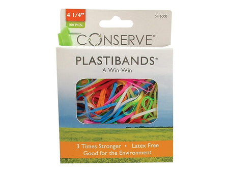 CONSERVE PlastiBands Multi-Purpose Rubber Bands, Box, 100/Box