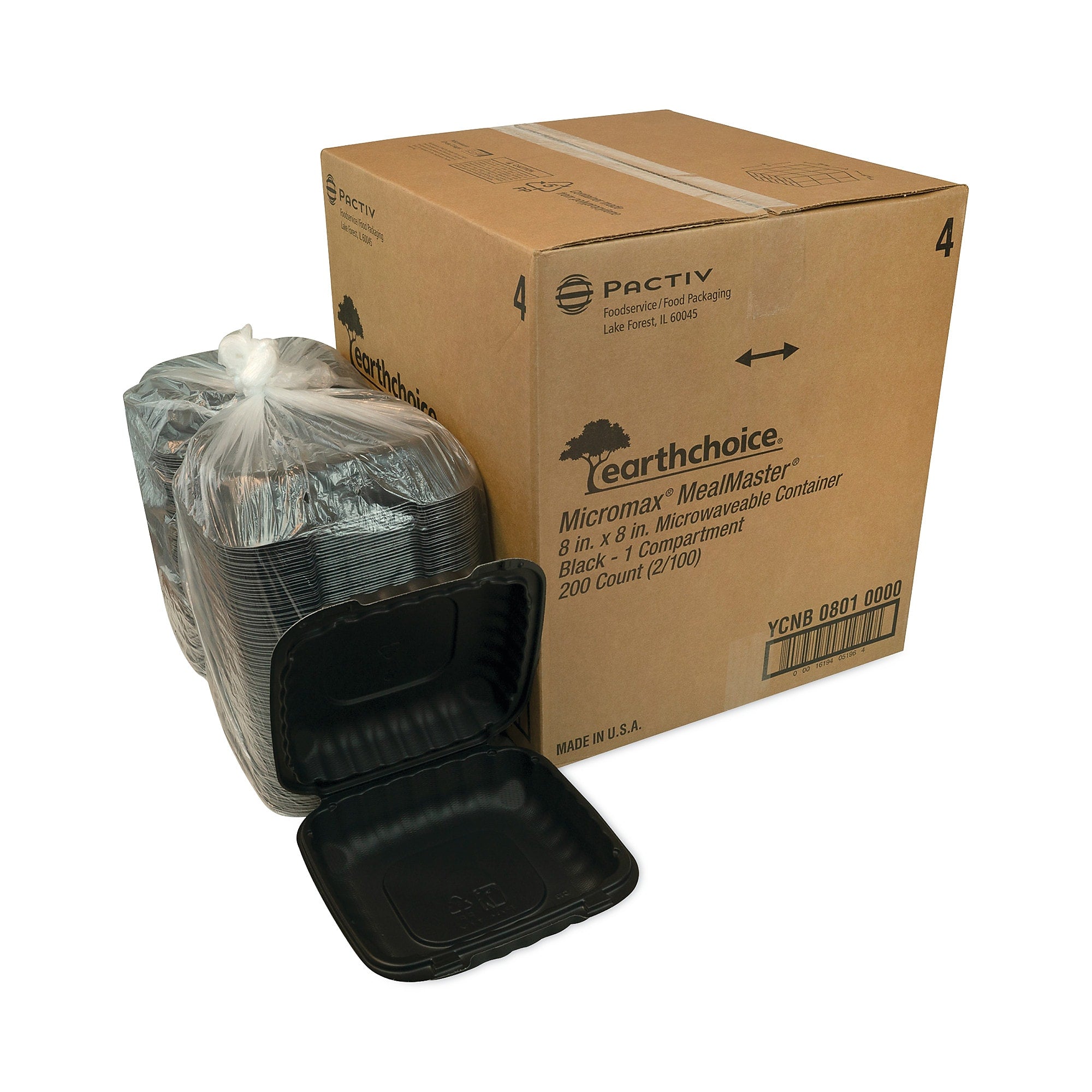CONTAINER,HINGED,8X8,1,BK