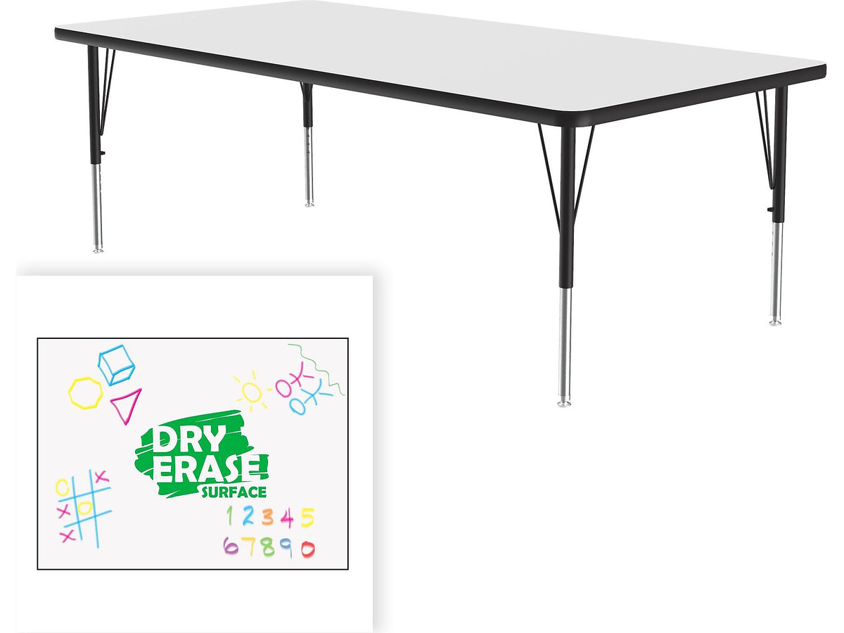 Correll Rectangular Activity Table, 60" x 36", Height-Adjustable, Frosty White/Black