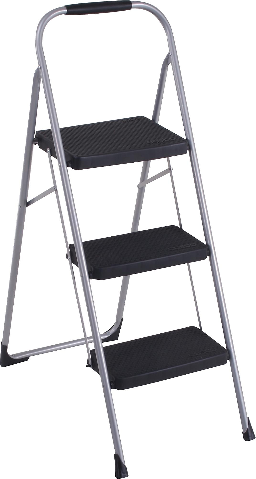 Cosco 3-Step Big Step Folding Stool, 200 lb Capacity, Light Gray