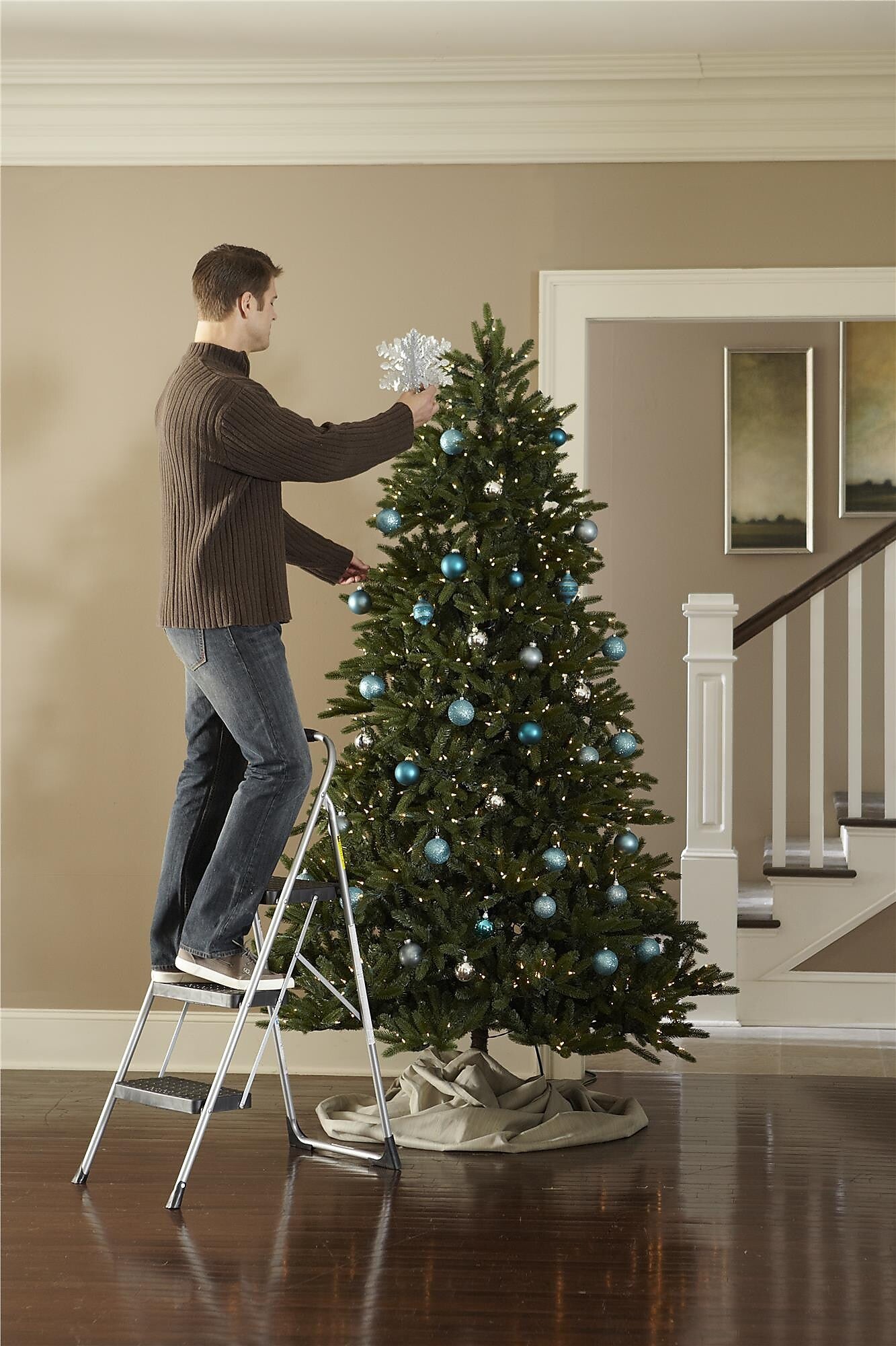 Cosco 3-Step Big Step Folding Stool, 200 lb Capacity, Light Gray