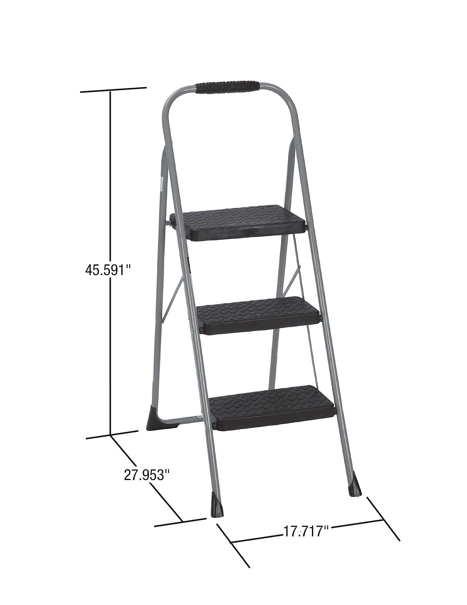 Cosco 3-Step Big Step Folding Stool, 200 lb Capacity, Light Gray