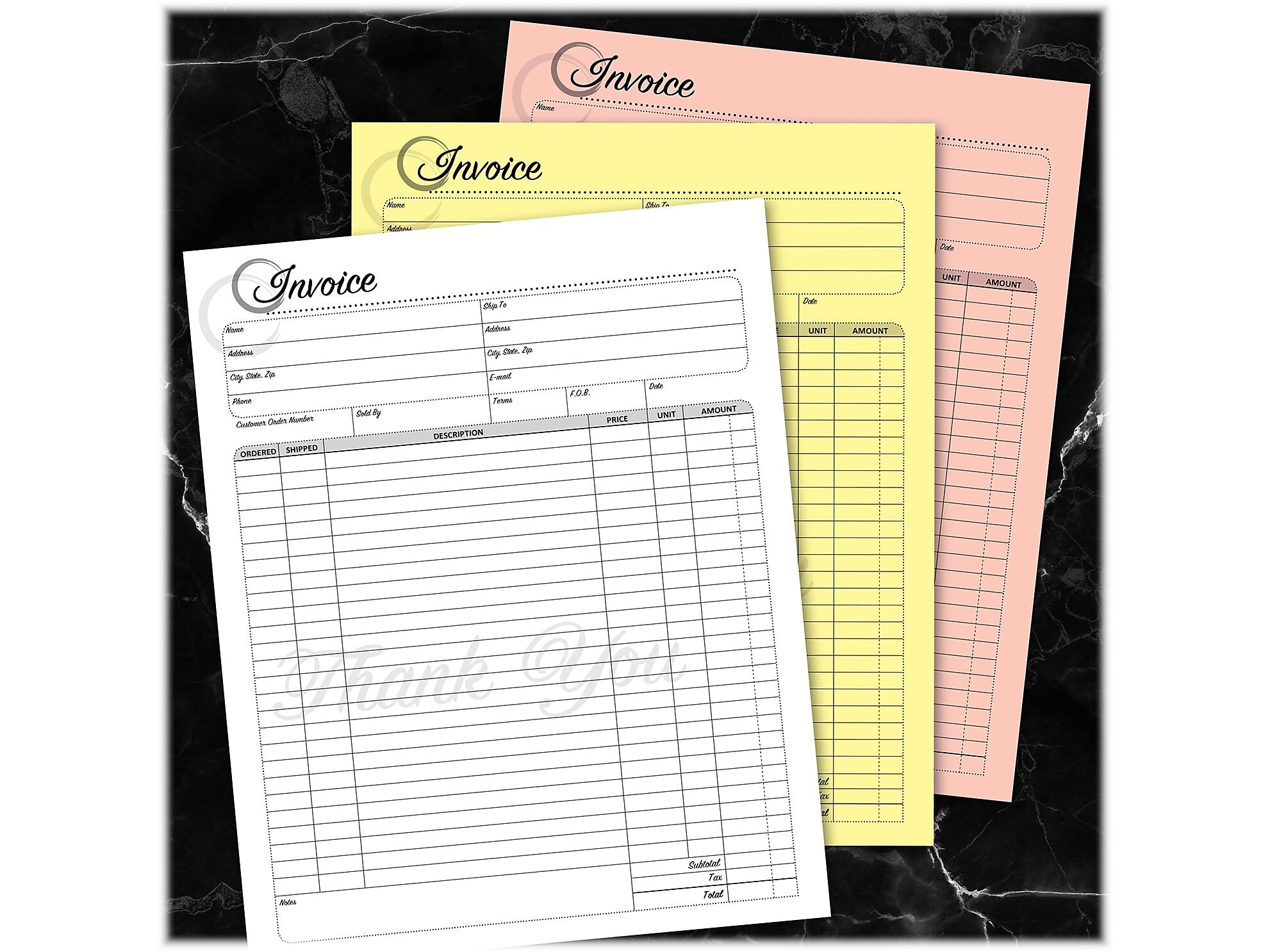 Cosco Artistic 3-Part Carbonless Invoices, 8.5