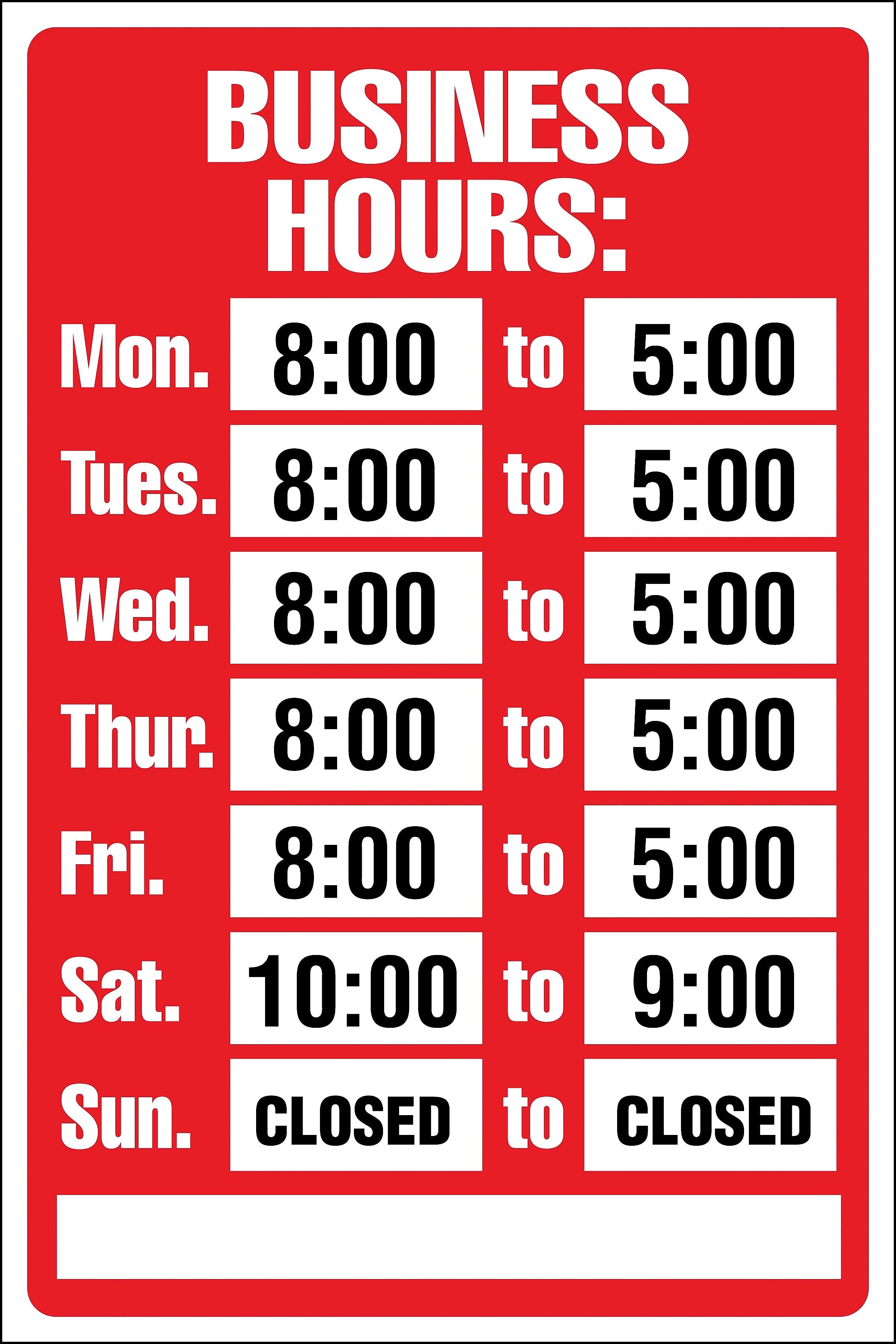 Cosco® Business Hours Sign Kit, 8x12