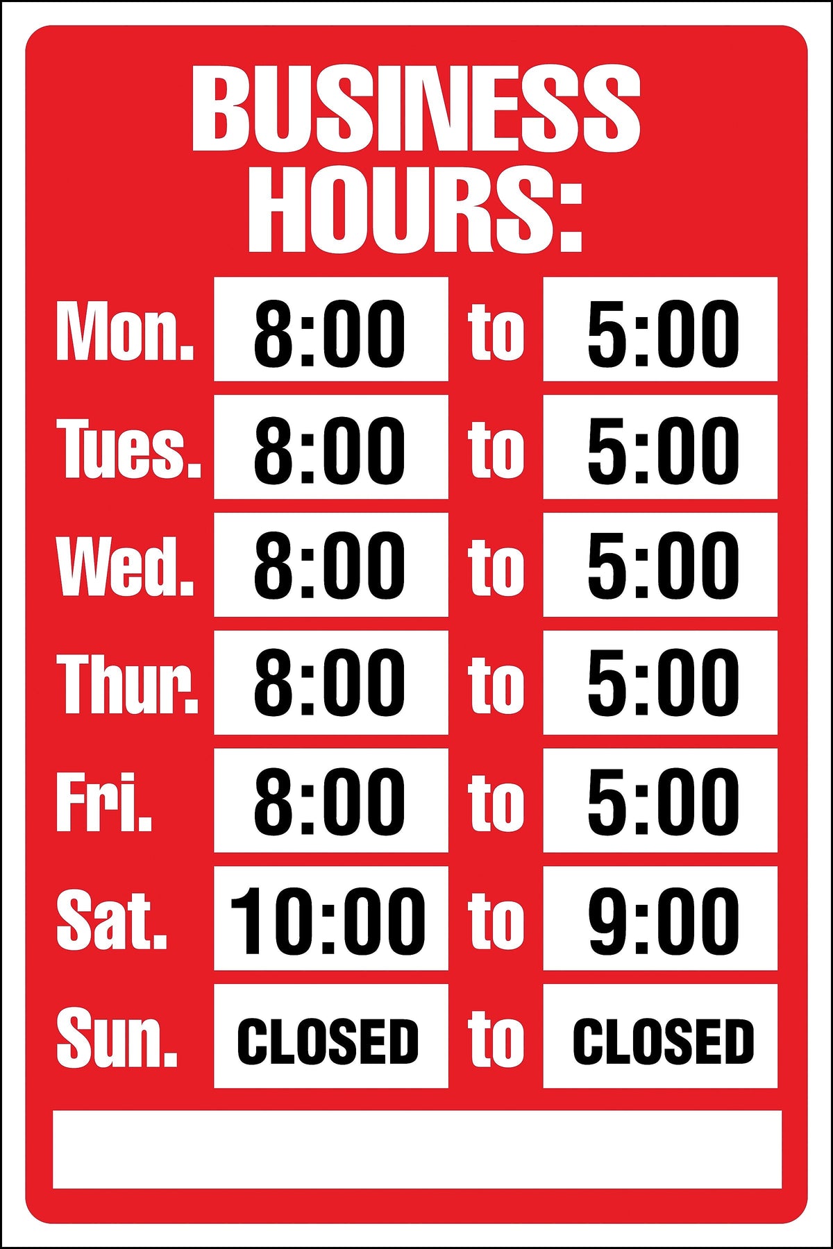 Cosco® Business Hours Sign Kit, 8x12